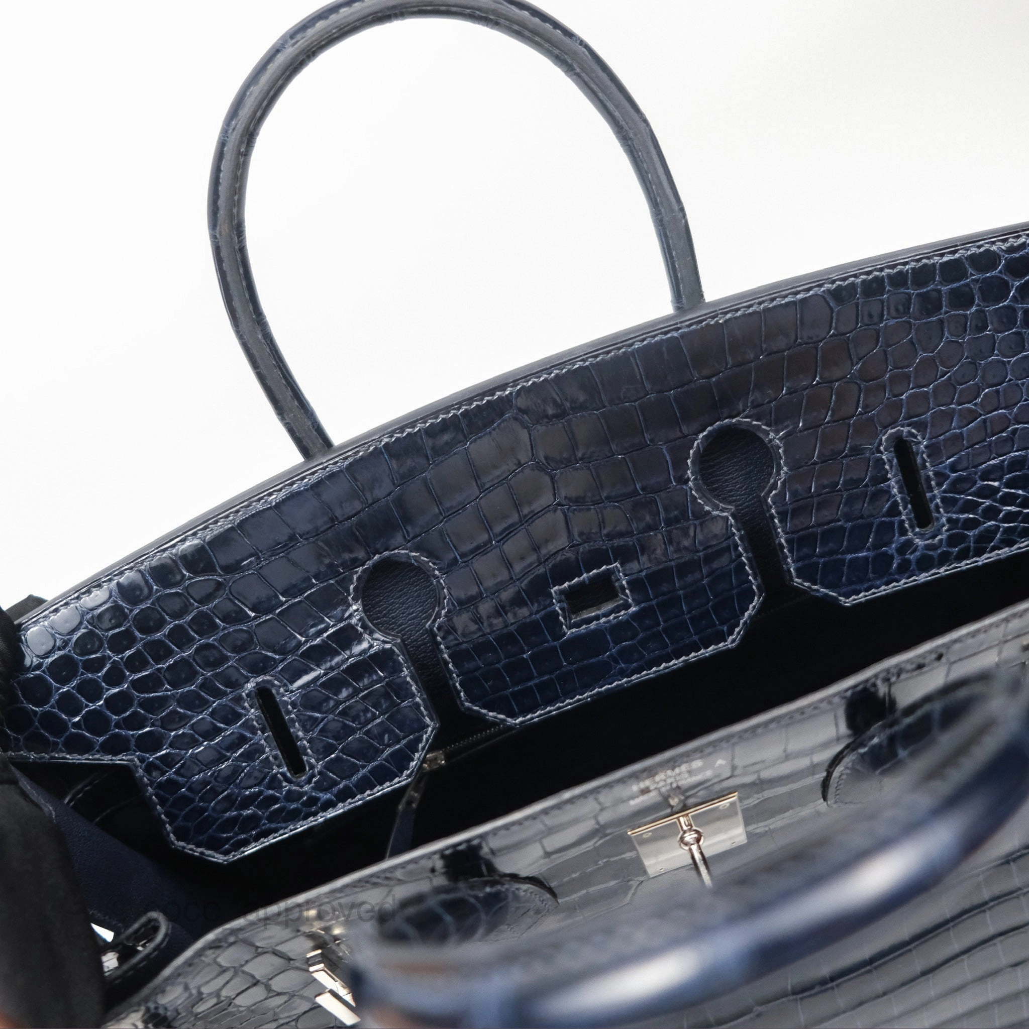 Herms Birkin 35 Porosus Marine 78 Palladium Hardware