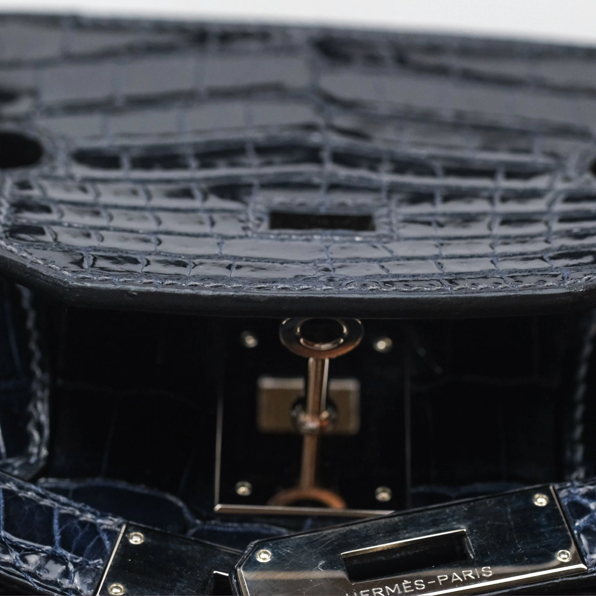 Herms Birkin 35 Porosus Marine 78 Palladium Hardware