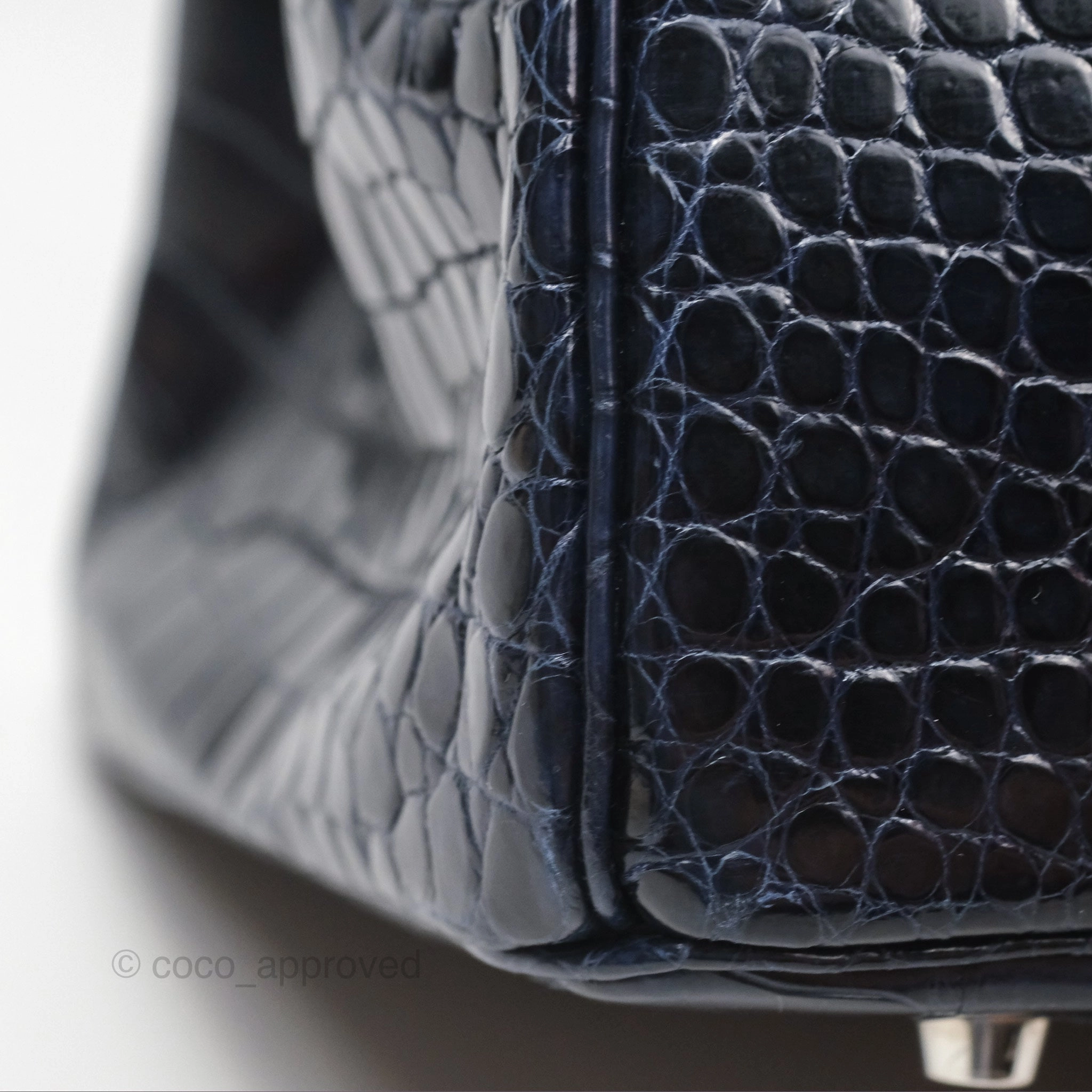 Herms Birkin 35 Porosus Marine 78 Palladium Hardware