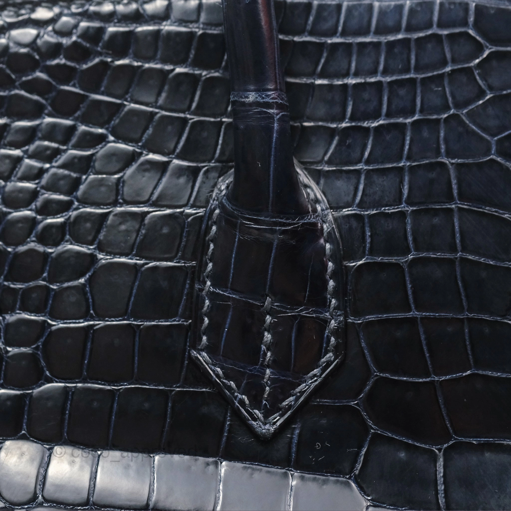 Herms Birkin 35 Porosus Marine 78 Palladium Hardware
