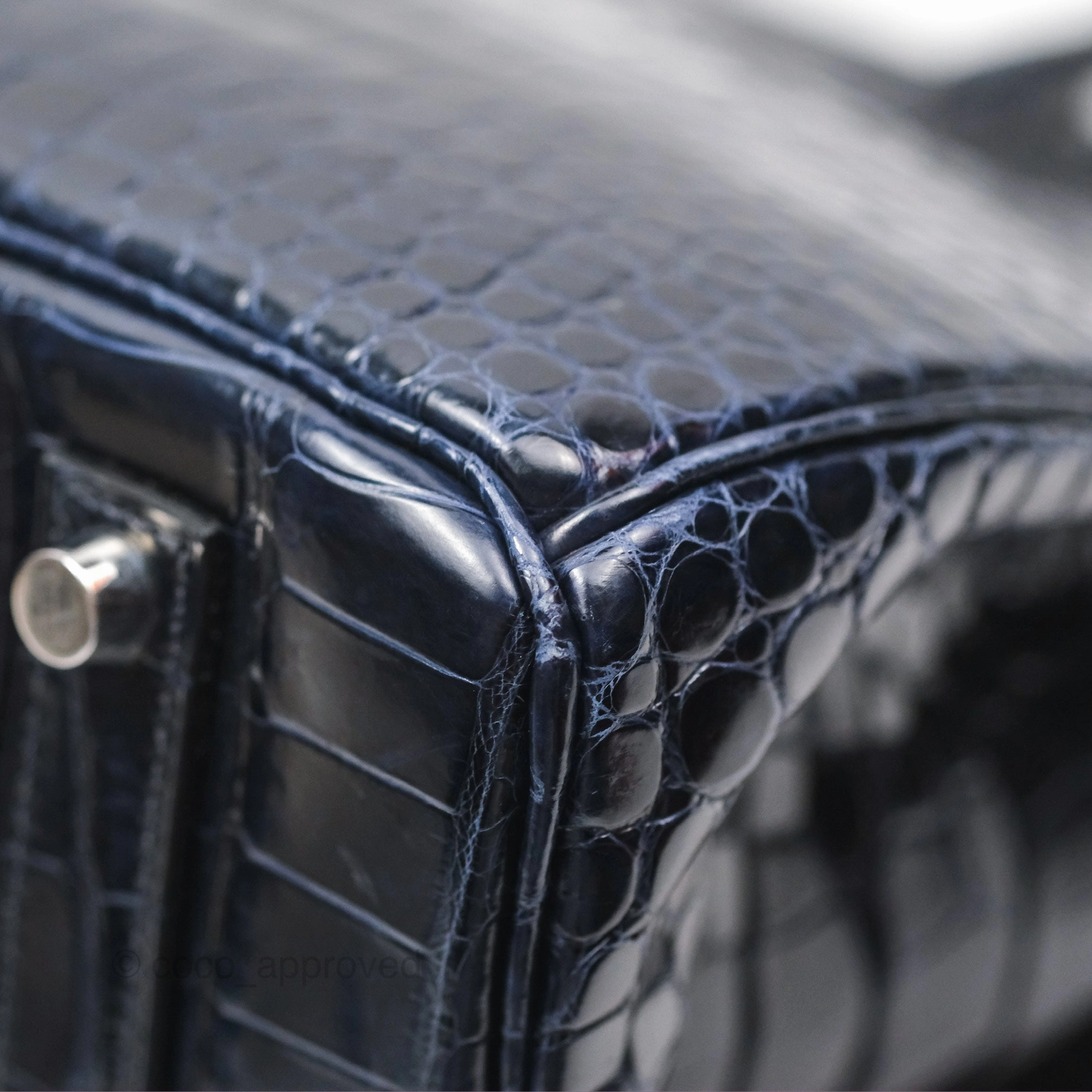 Herms Birkin 35 Porosus Marine 78 Palladium Hardware