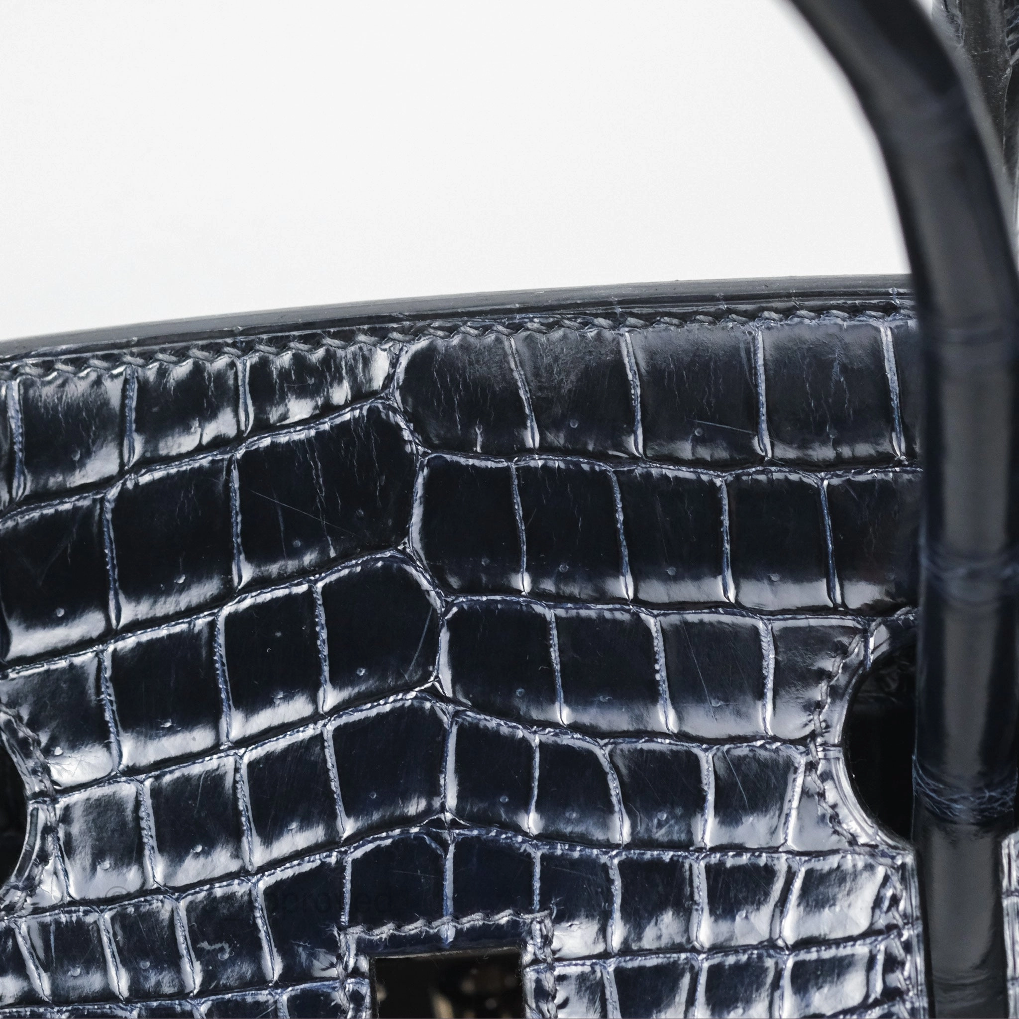 Herms Birkin 35 Porosus Marine 78 Palladium Hardware