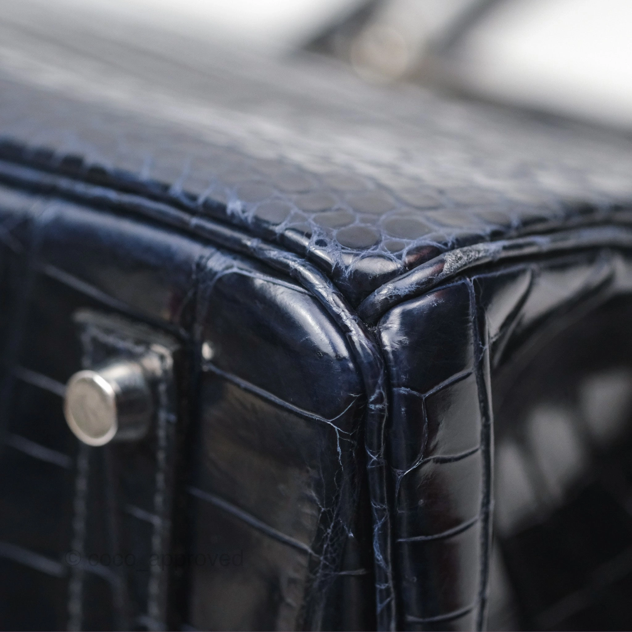 Herms Birkin 35 Porosus Marine 78 Palladium Hardware