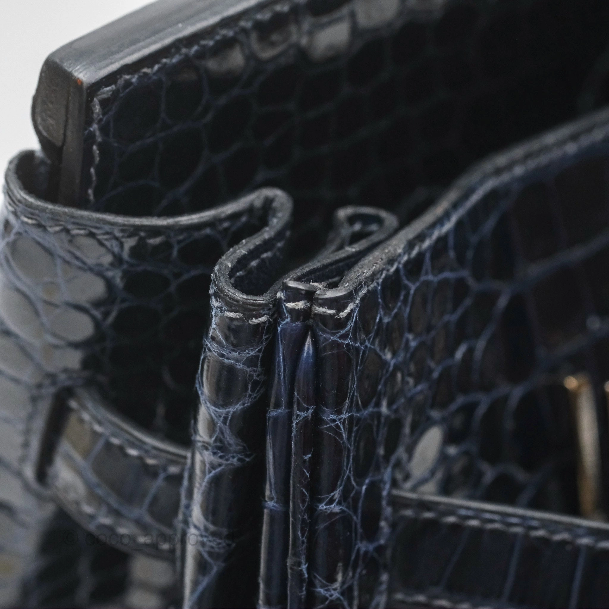 Herms Birkin 35 Porosus Marine 78 Palladium Hardware