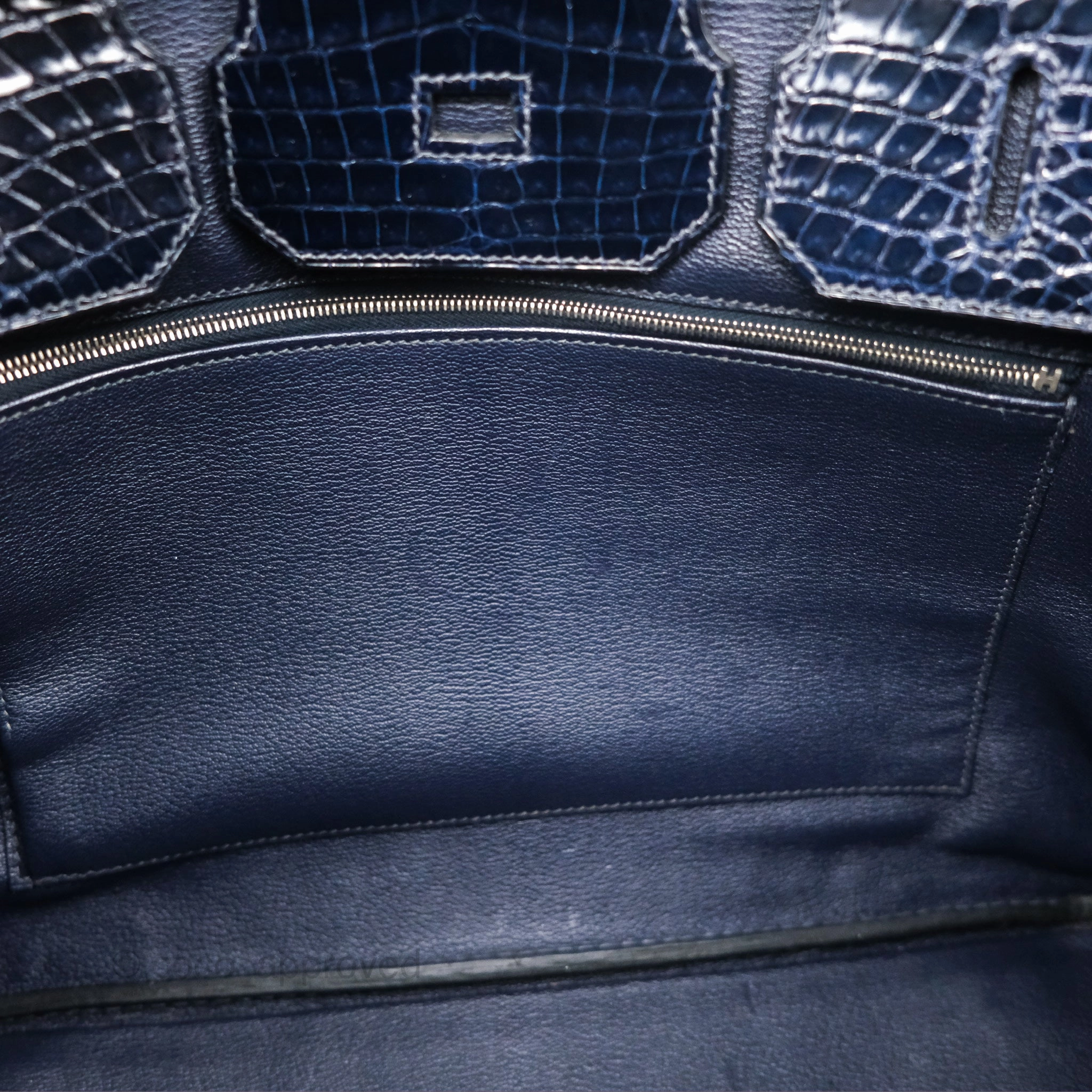 Herms Birkin 35 Porosus Marine 78 Palladium Hardware