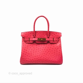Herms Birkin Retourne 30 Bougainvillea Ostrich Gold Hardware