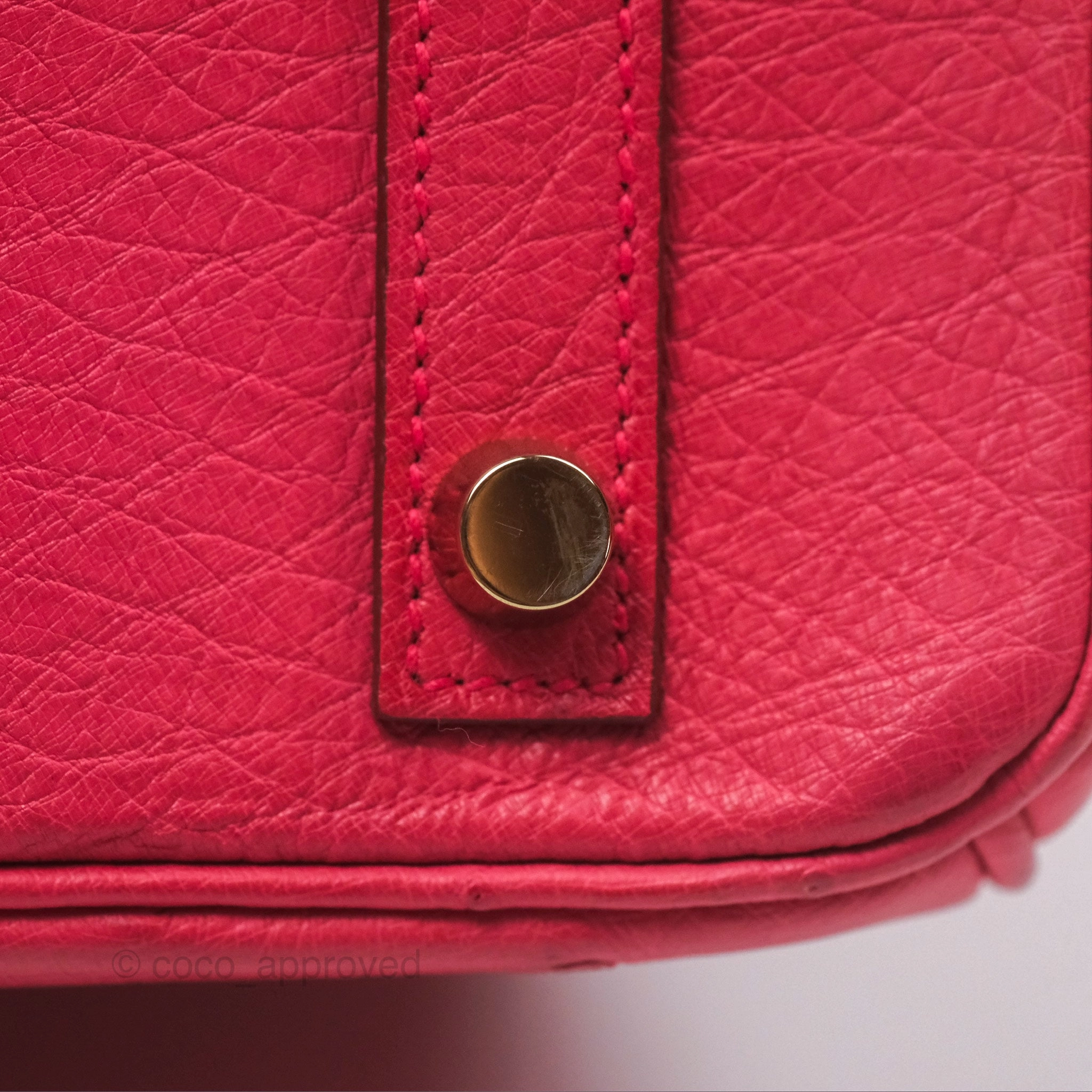 Herms Birkin Retourne 30 Bougainvillea Ostrich Gold Hardware
