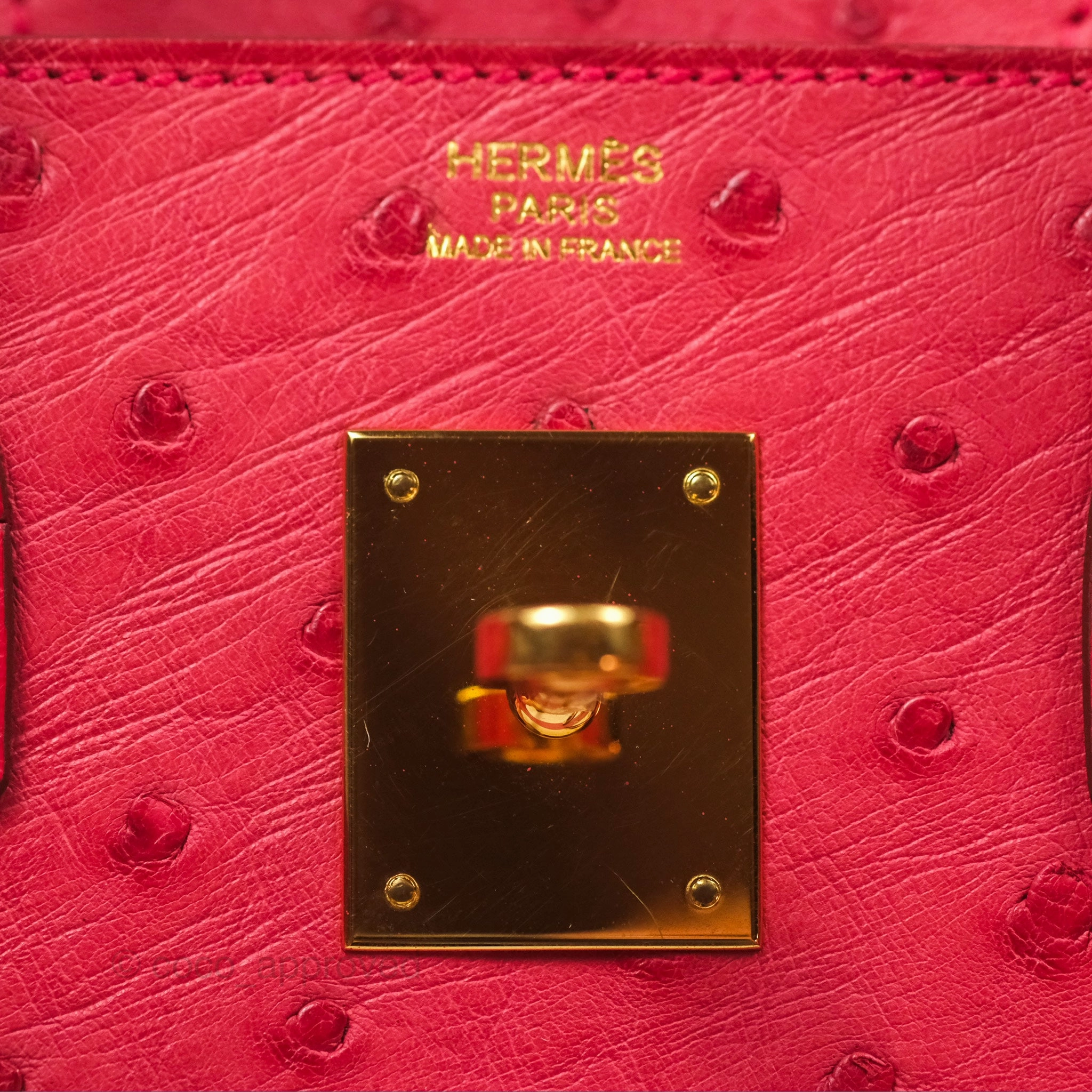 Herms Birkin Retourne 30 Bougainvillea Ostrich Gold Hardware