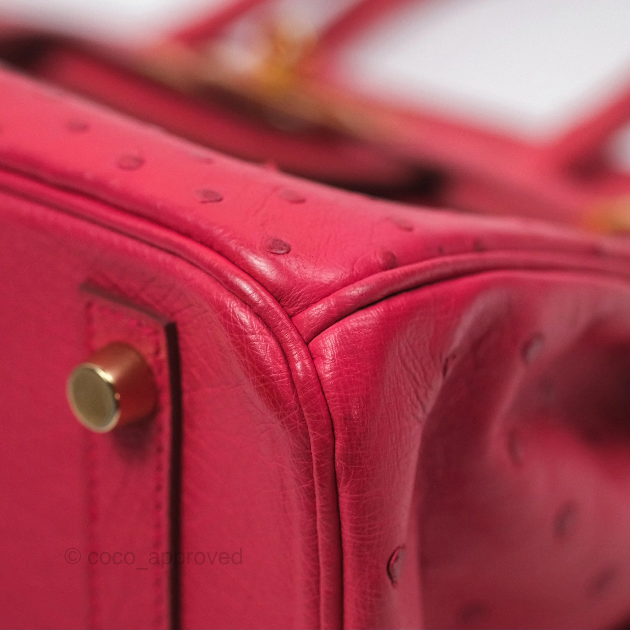 Herms Birkin Retourne 30 Bougainvillea Ostrich Gold Hardware