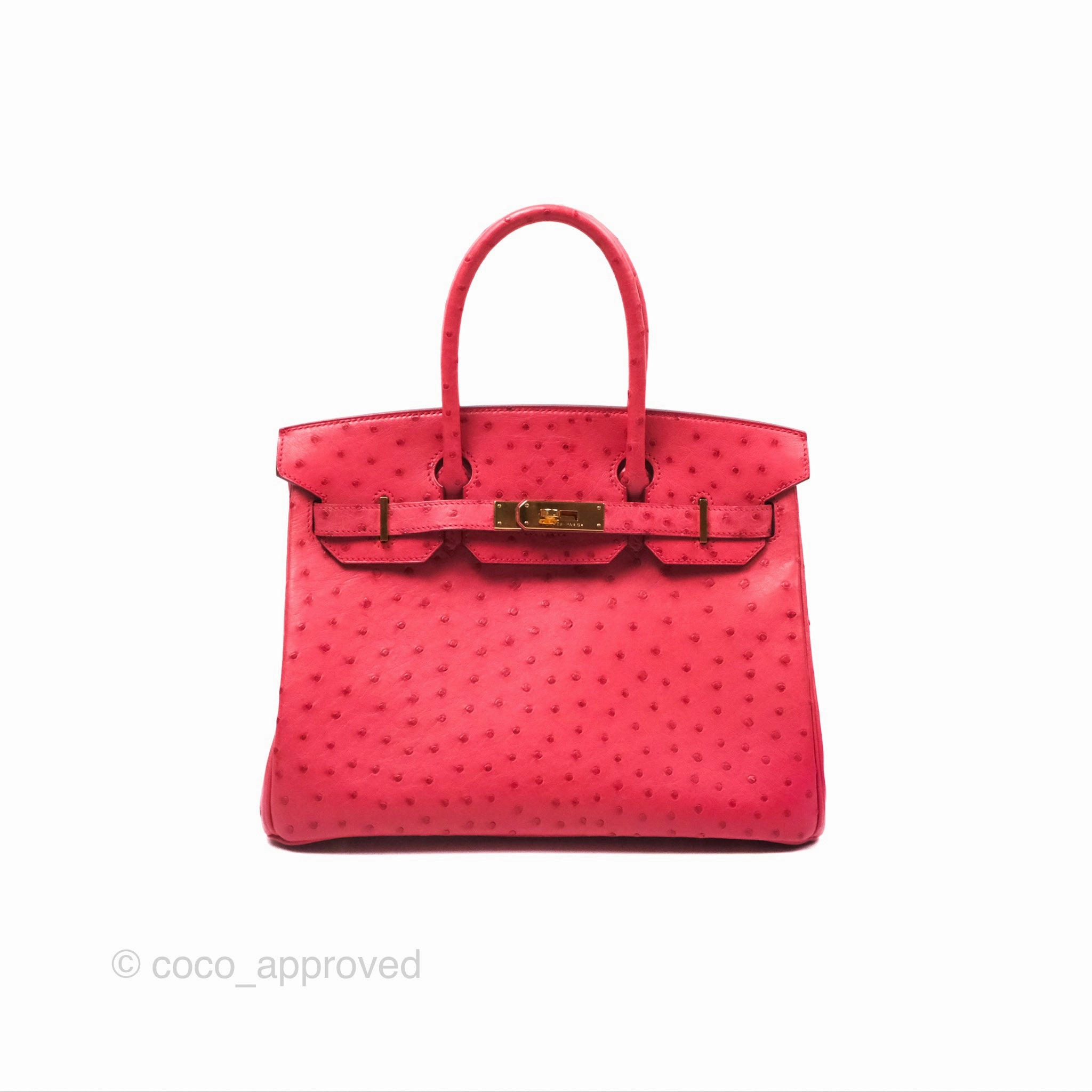 Herms Birkin Retourne 30 Bougainvillea Ostrich Gold Hardware