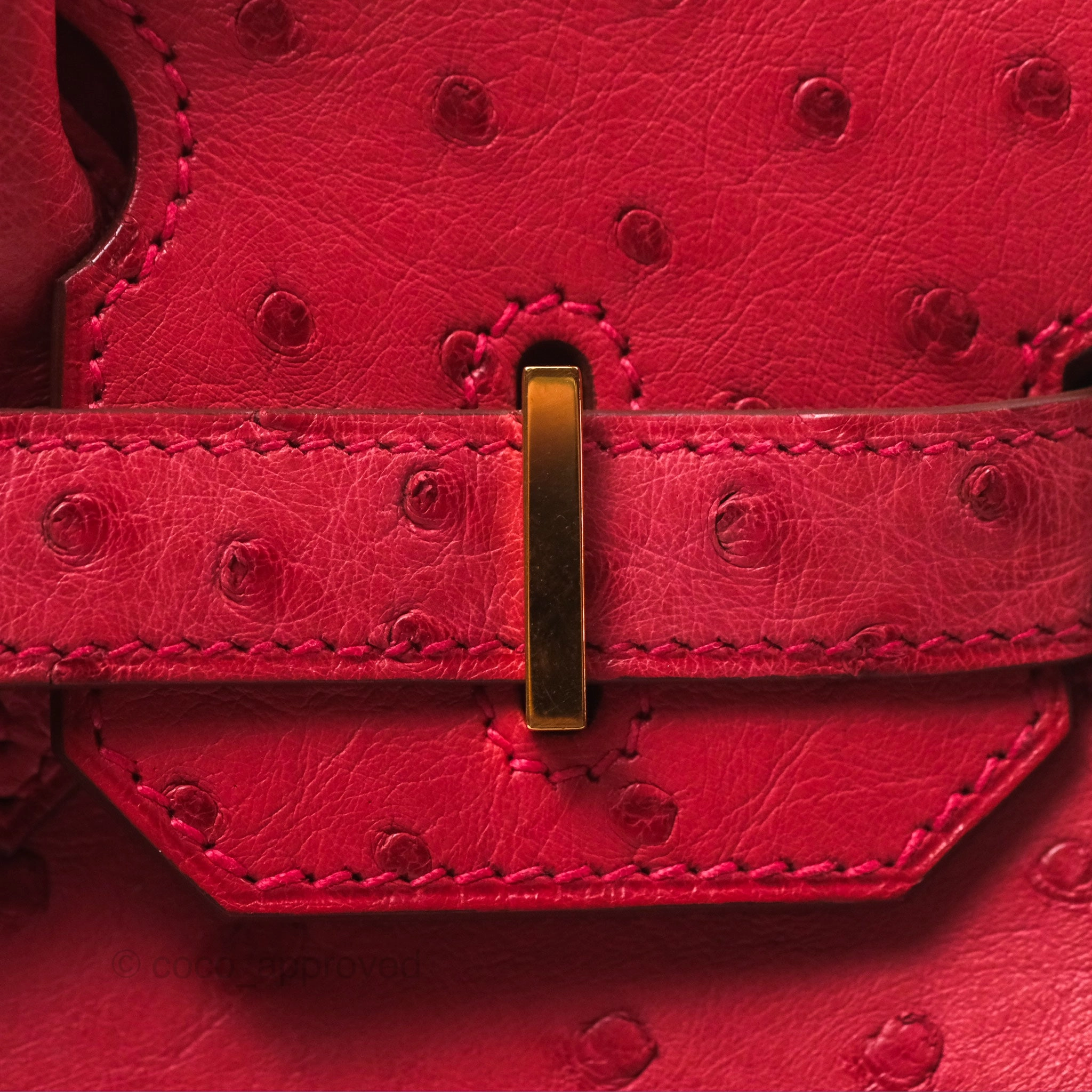 Herms Birkin Retourne 30 Bougainvillea Ostrich Gold Hardware