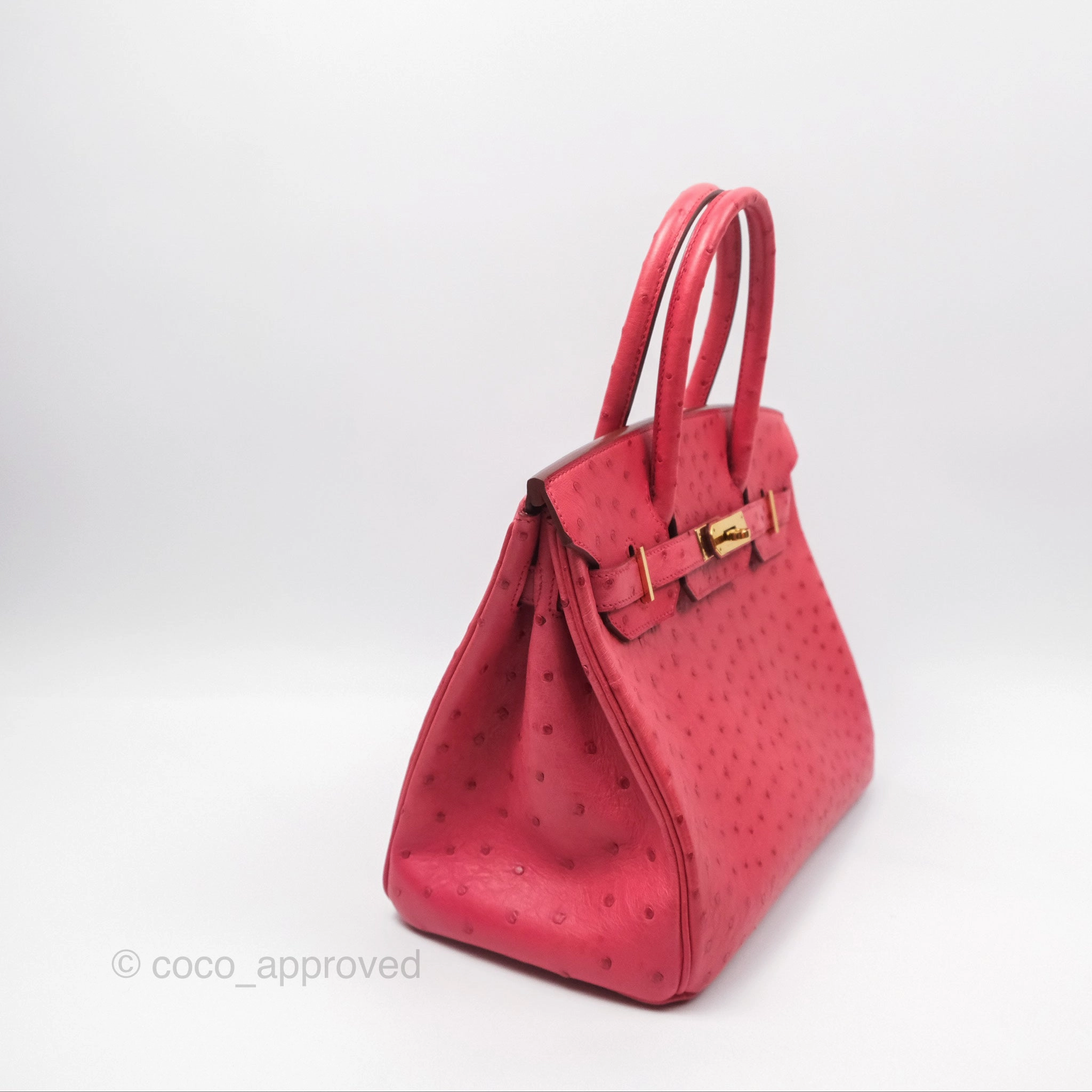 Herms Birkin Retourne 30 Bougainvillea Ostrich Gold Hardware