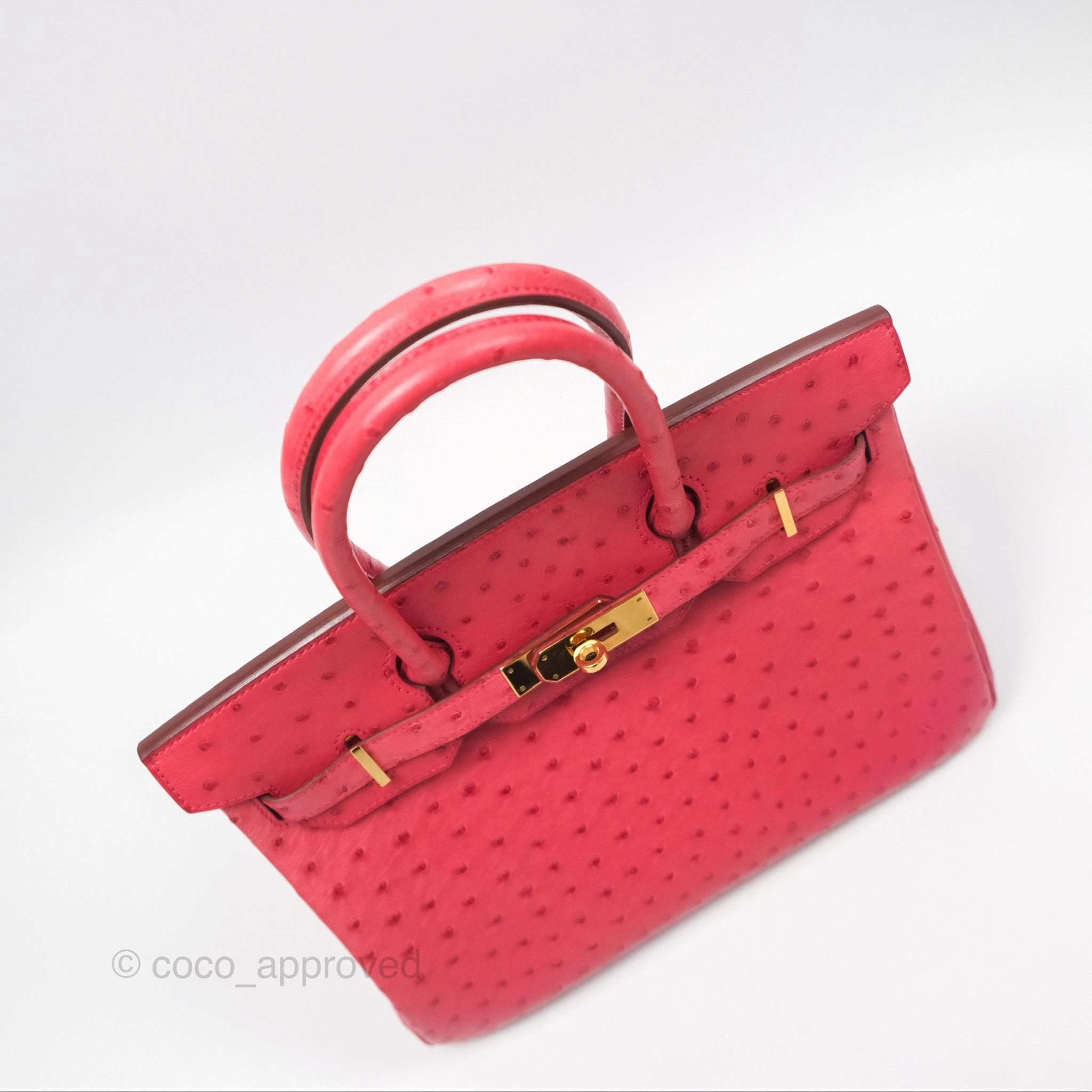 Herms Birkin Retourne 30 Bougainvillea Ostrich Gold Hardware
