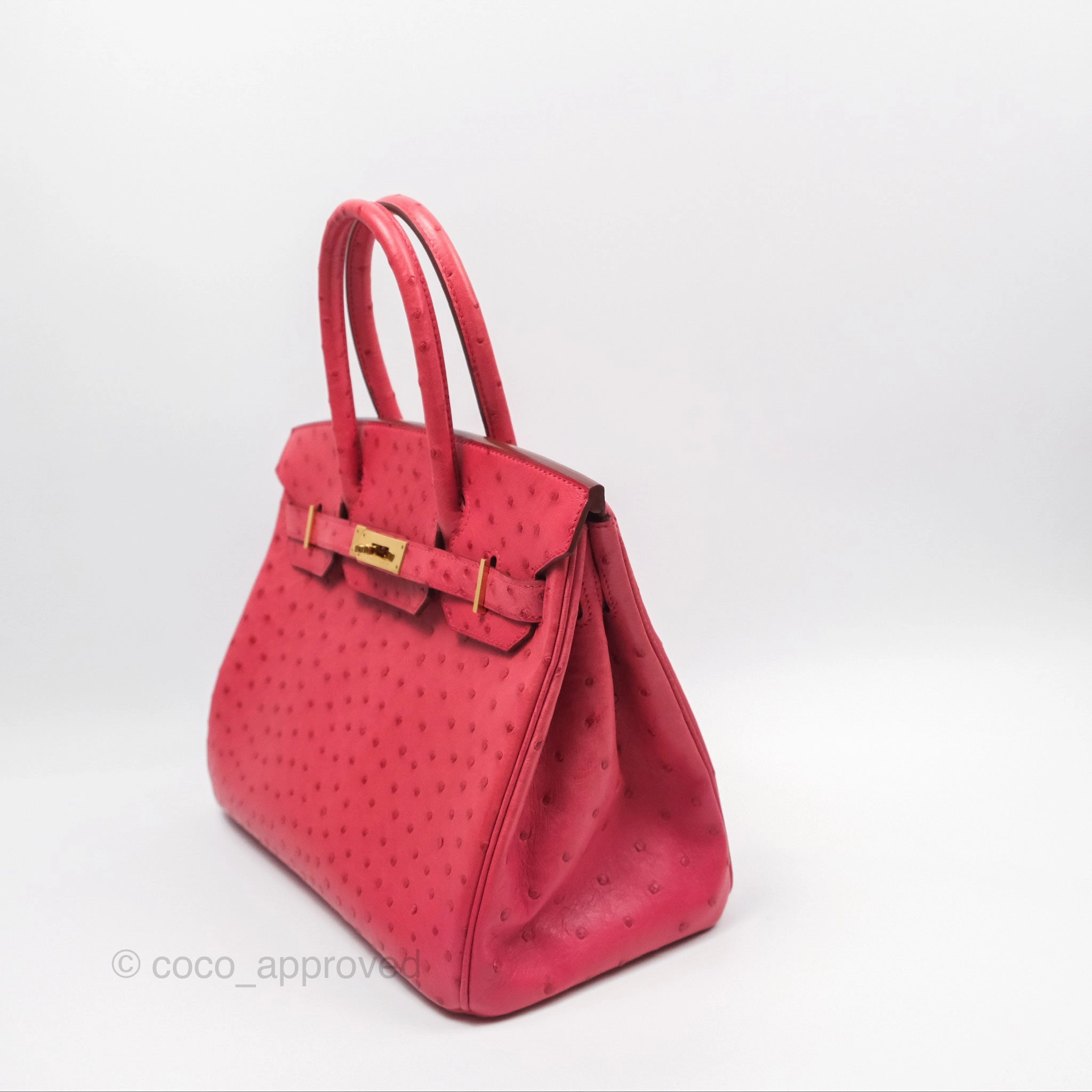 Herms Birkin Retourne 30 Bougainvillea Ostrich Gold Hardware