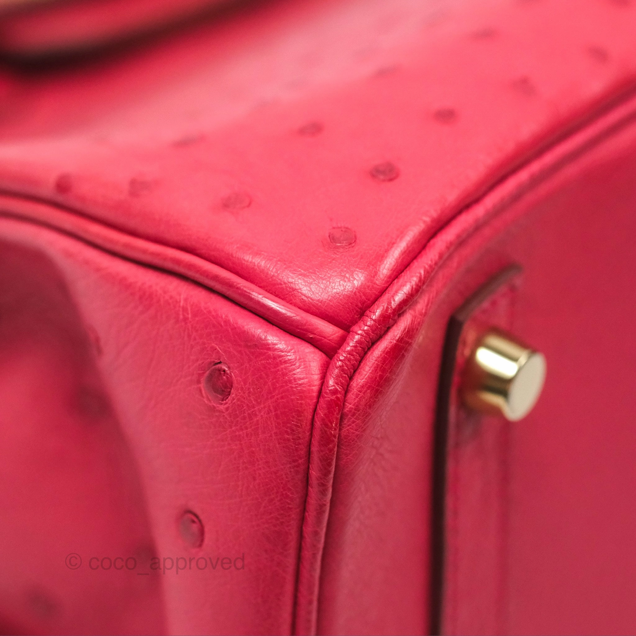 Herms Birkin Retourne 30 Bougainvillea Ostrich Gold Hardware