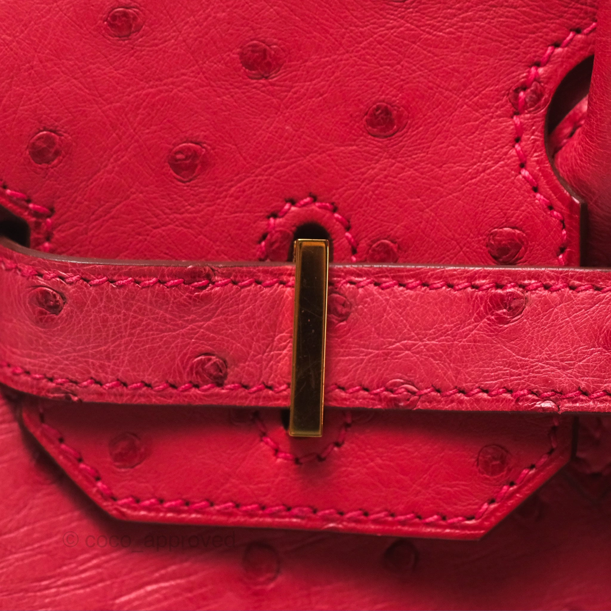 Herms Birkin Retourne 30 Bougainvillea Ostrich Gold Hardware