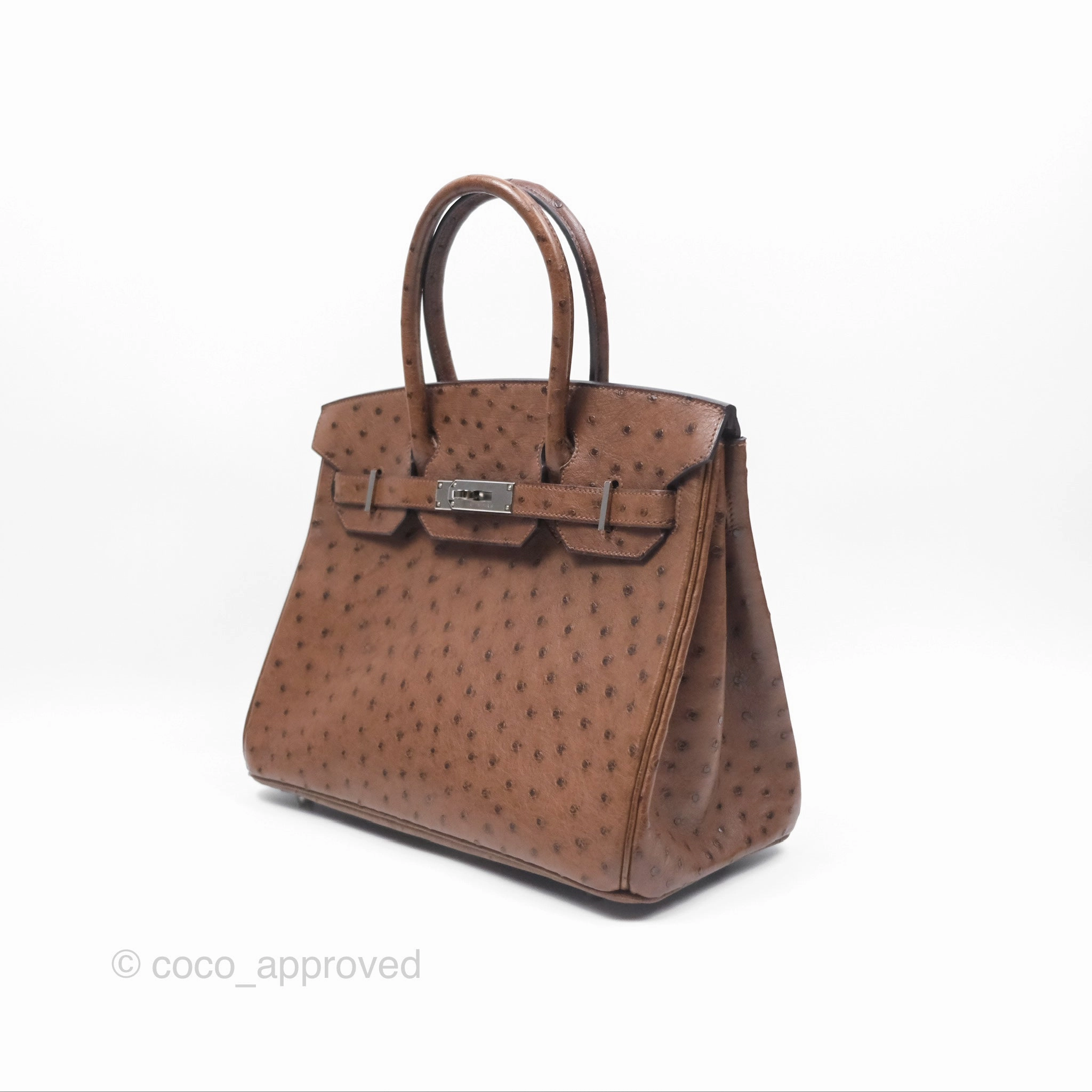 Herms Birkin Retourne 30 Dark Brown Ostrich Palladium Hardware