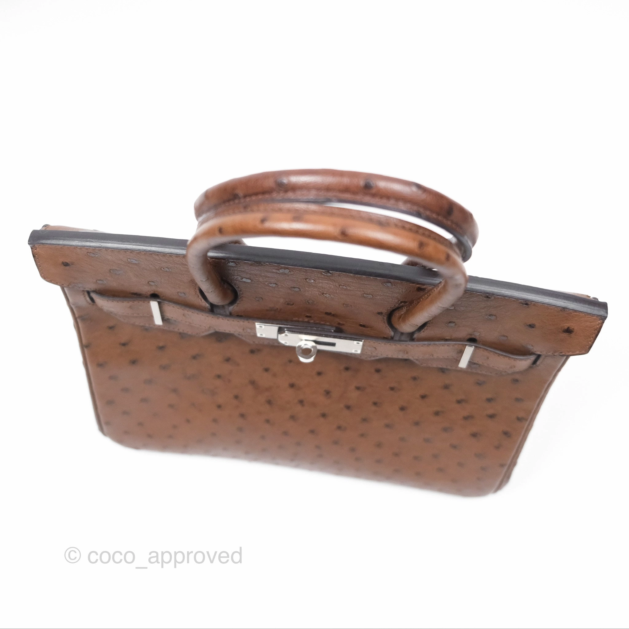 Herms Birkin Retourne 30 Dark Brown Ostrich Palladium Hardware