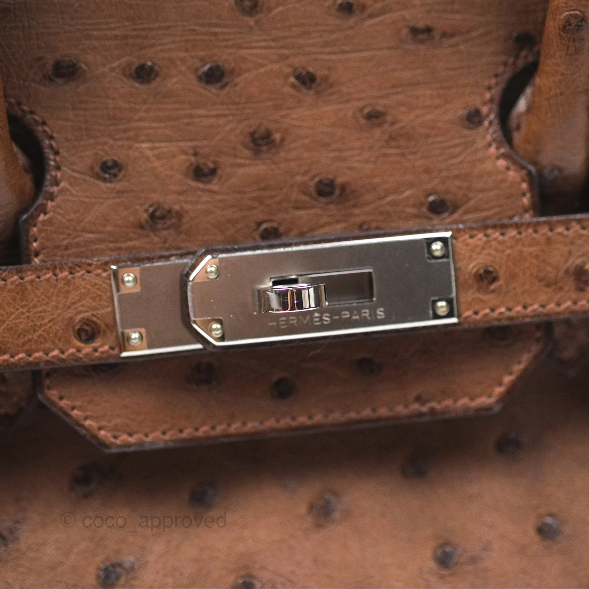 Herms Birkin Retourne 30 Dark Brown Ostrich Palladium Hardware