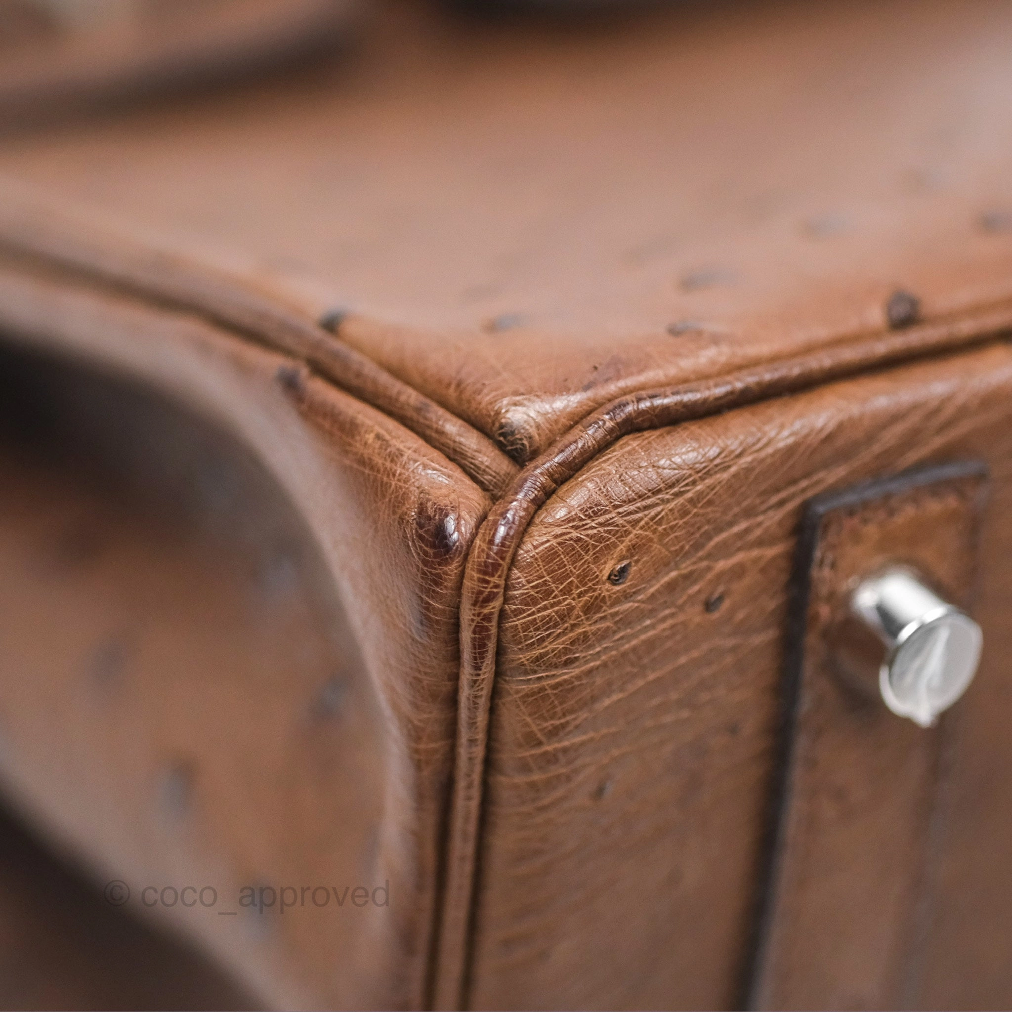 Herms Birkin Retourne 30 Dark Brown Ostrich Palladium Hardware