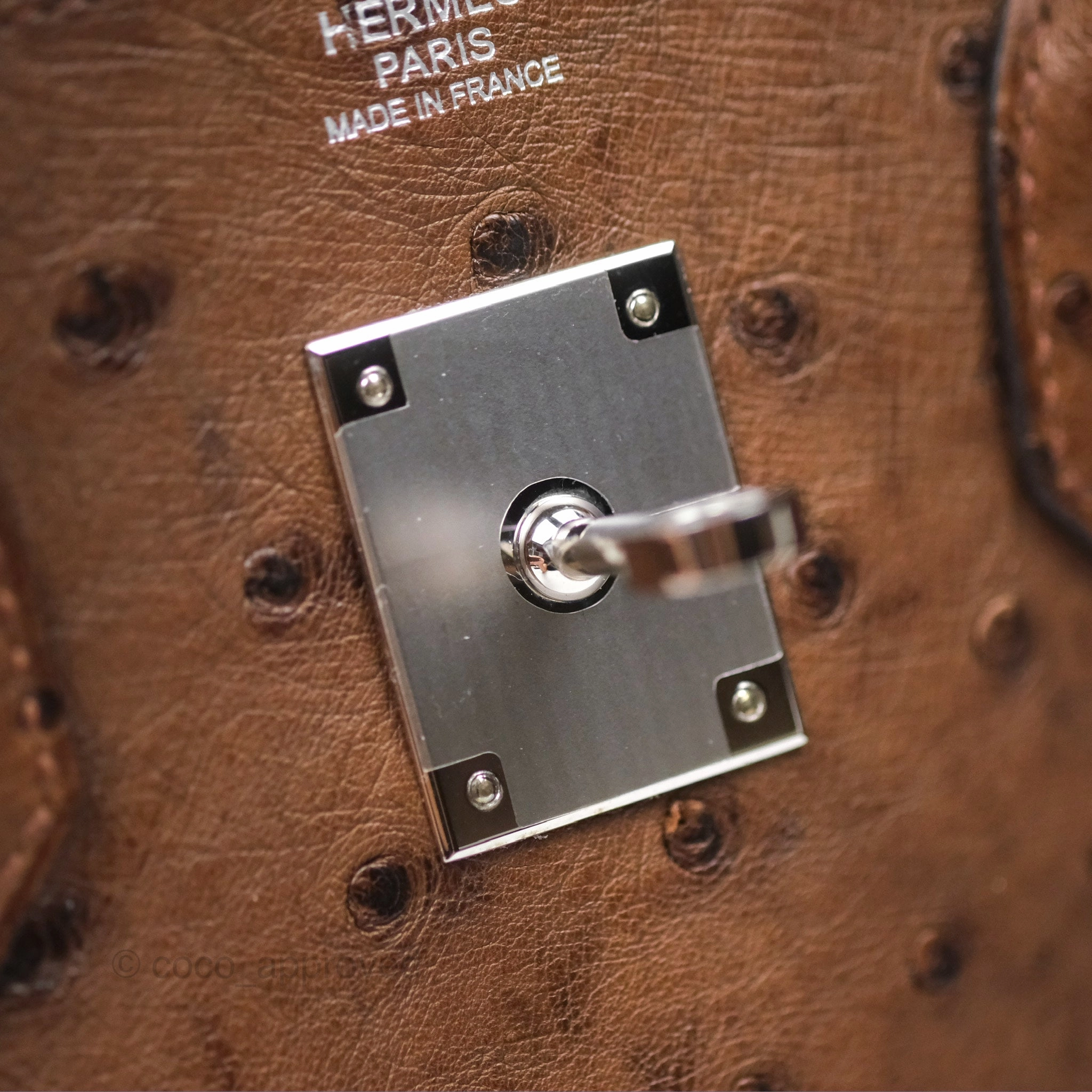 Herms Birkin Retourne 30 Dark Brown Ostrich Palladium Hardware