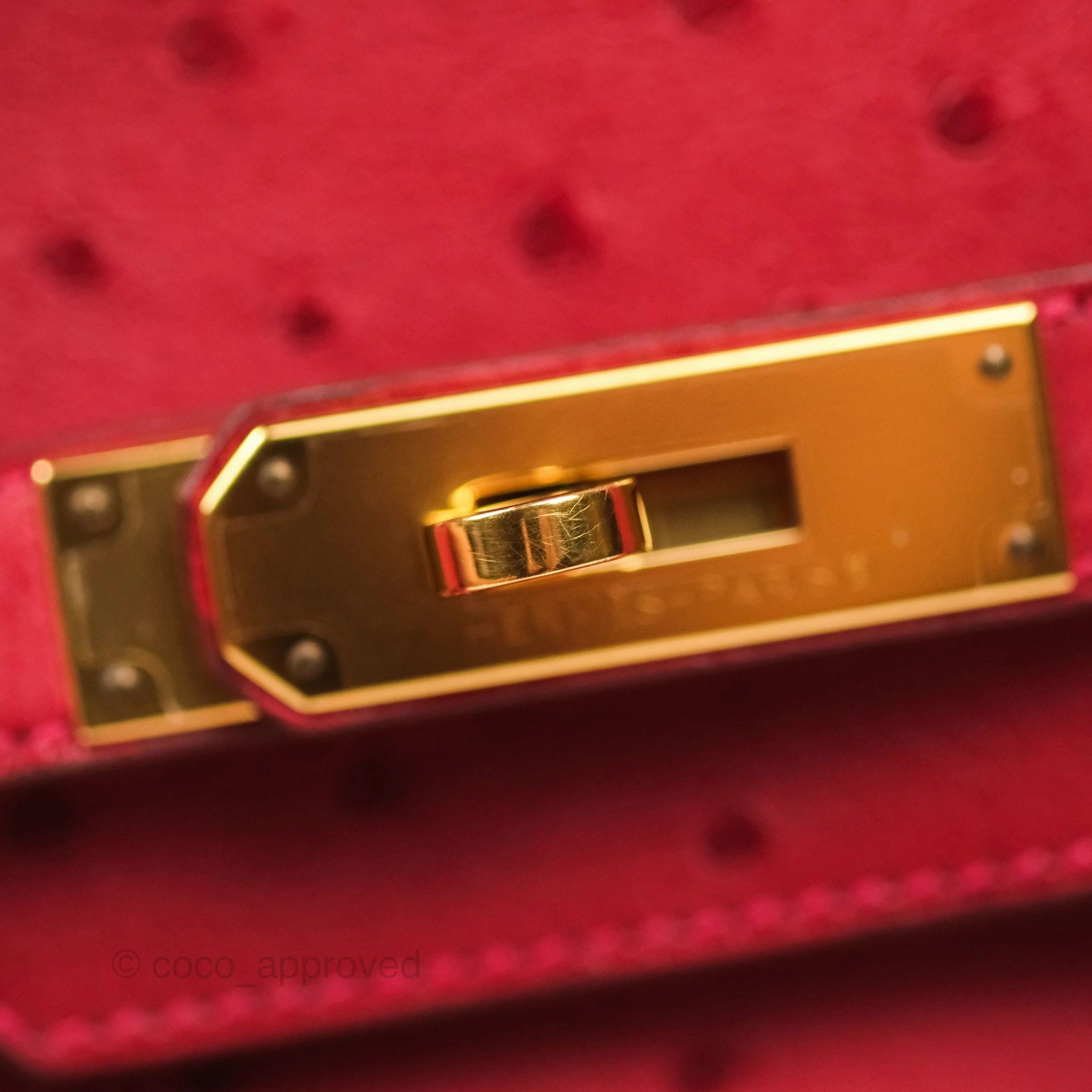 Herms Birkin Retourne 30 Rouge Vif 53 Ostrich Gold Hardware