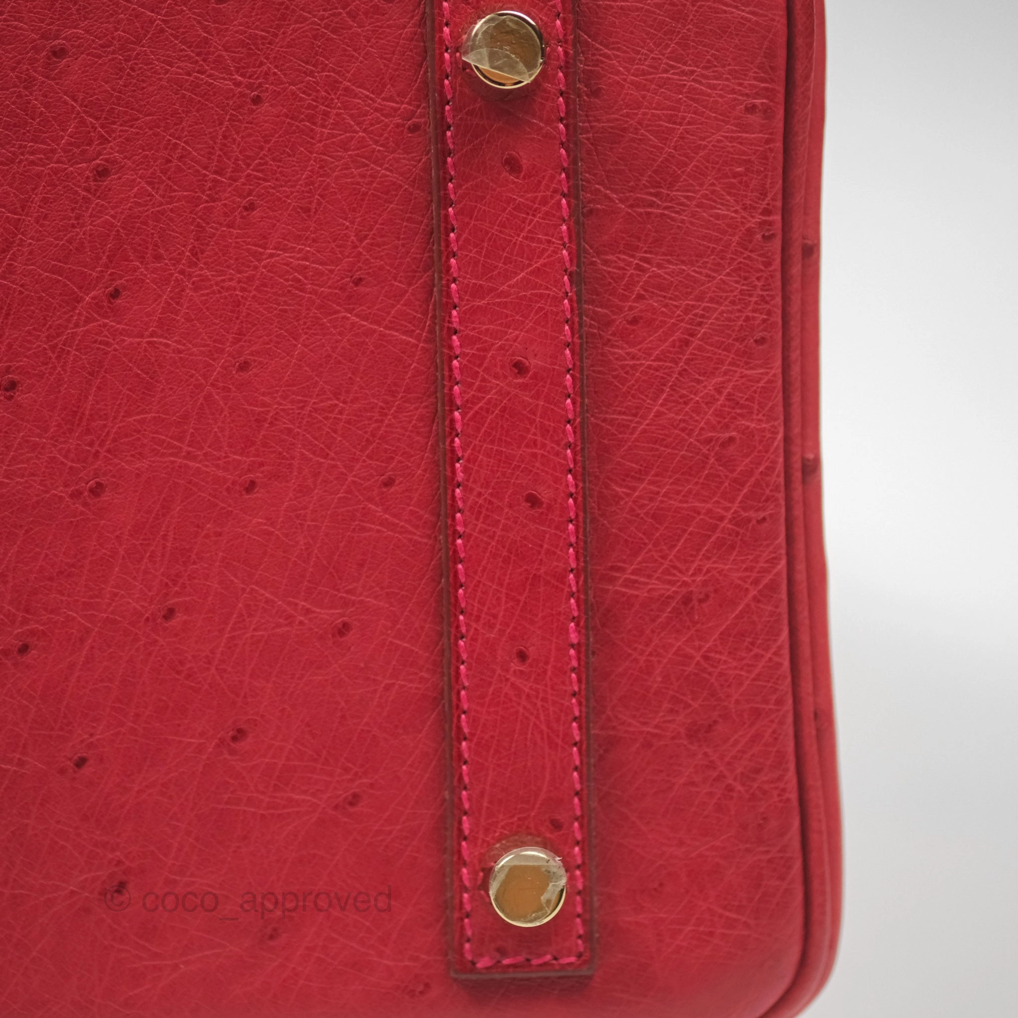 Herms Birkin Retourne 30 Rouge Vif 53 Ostrich Gold Hardware