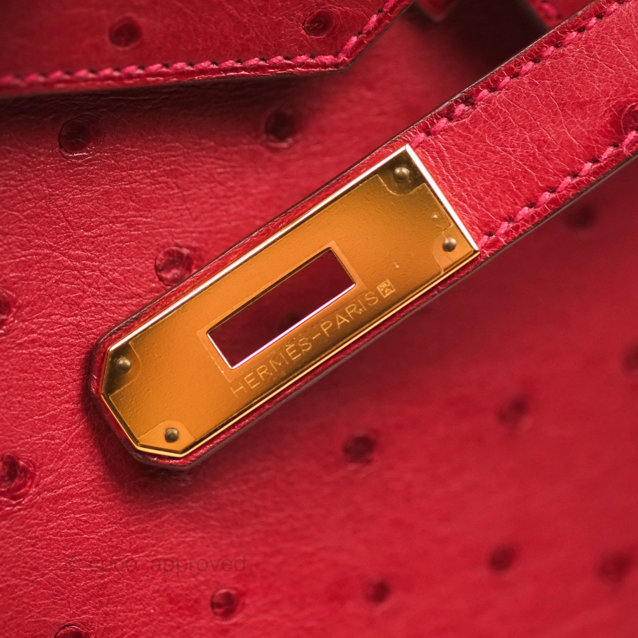 Herms Birkin Retourne 30 Rouge Vif 53 Ostrich Gold Hardware