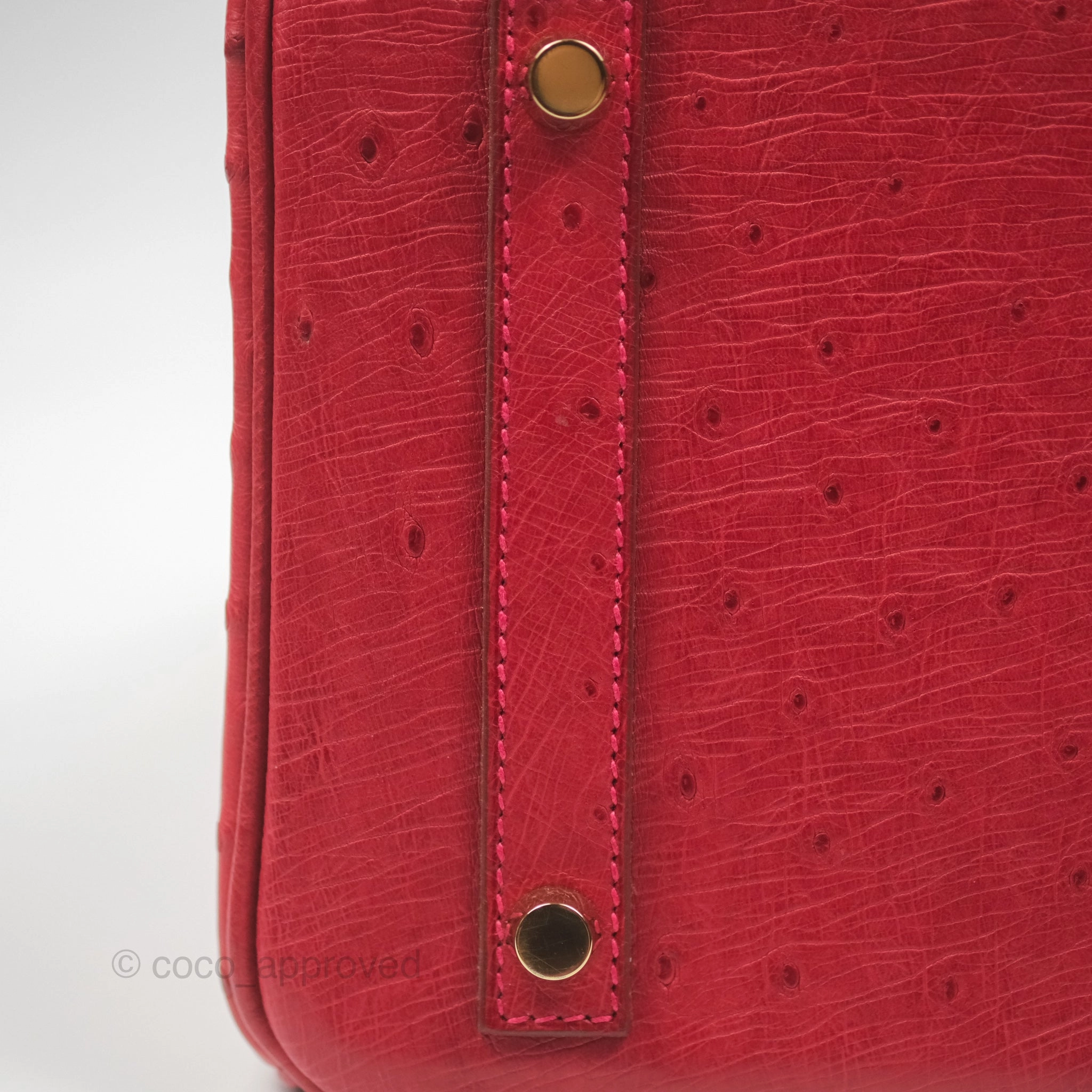Herms Birkin Retourne 30 Rouge Vif 53 Ostrich Gold Hardware