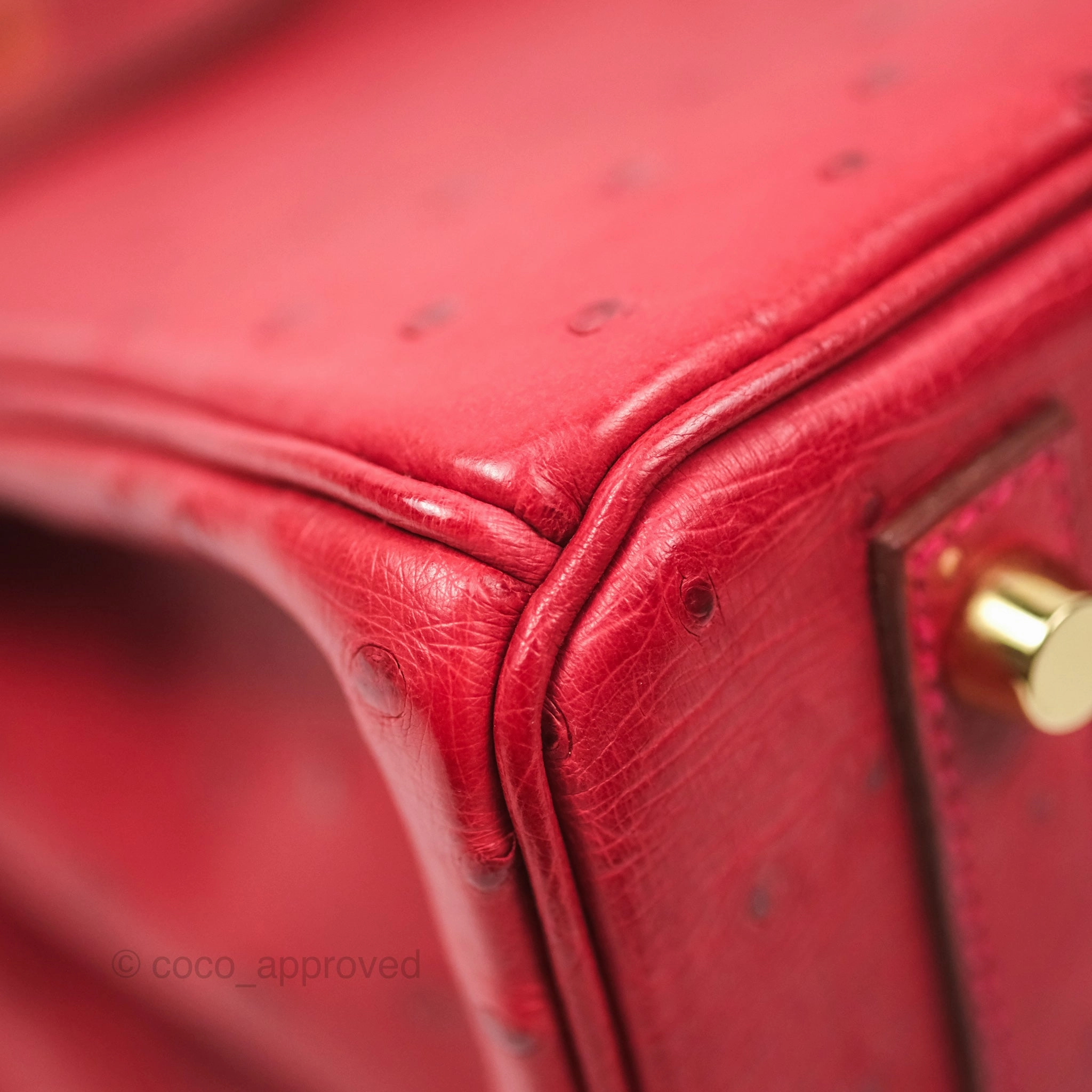 Herms Birkin Retourne 30 Rouge Vif 53 Ostrich Gold Hardware