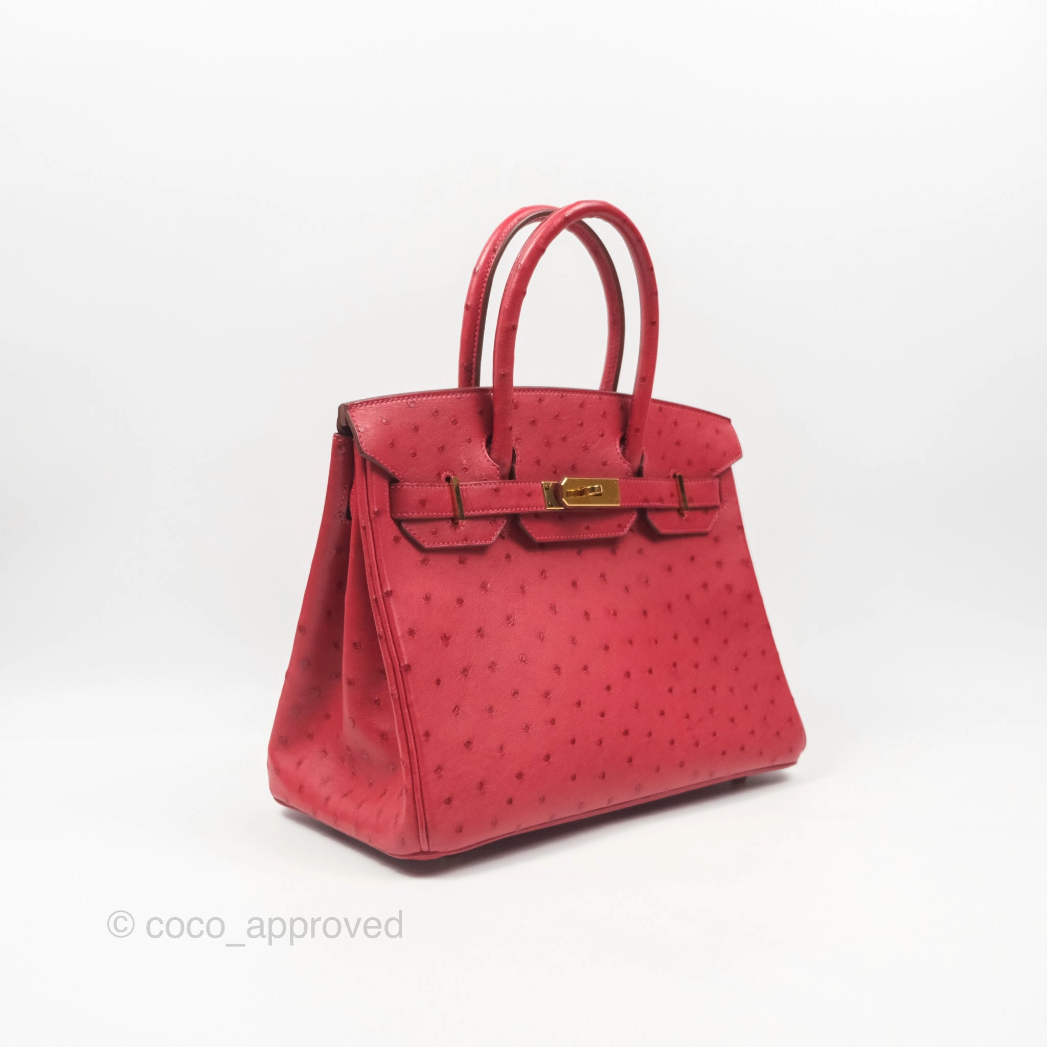 Herms Birkin Retourne 30 Rouge Vif 53 Ostrich Gold Hardware