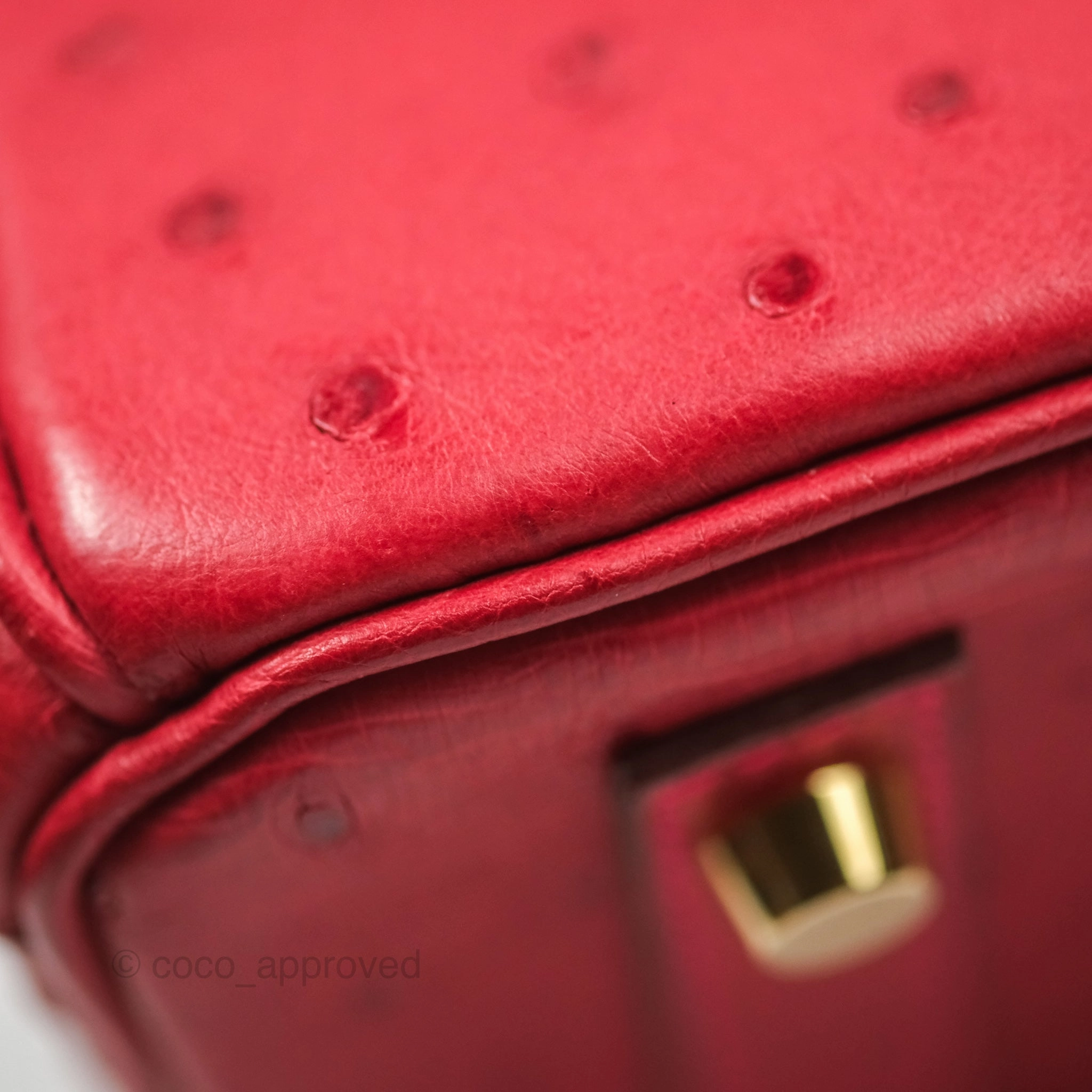 Herms Birkin Retourne 30 Rouge Vif 53 Ostrich Gold Hardware