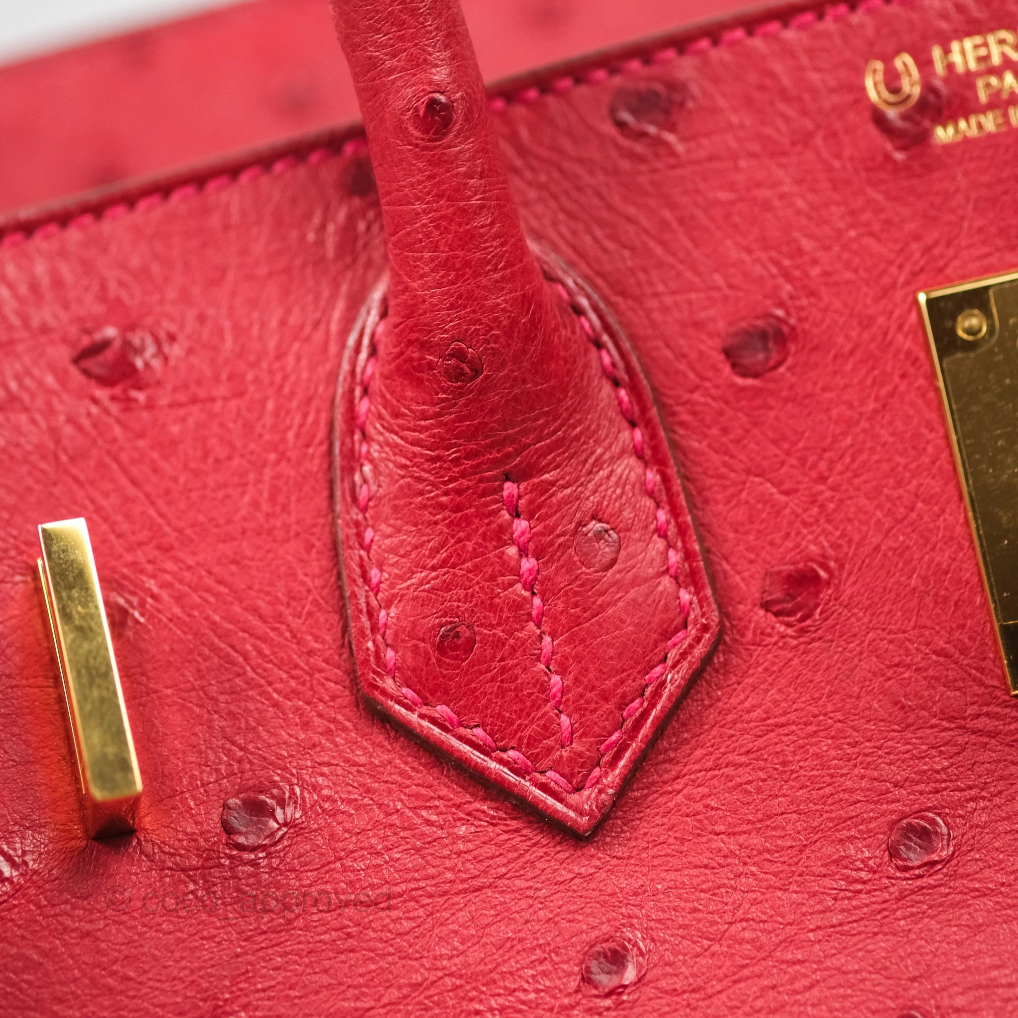 Herms Birkin Retourne 30 Rouge Vif 53 Ostrich Gold Hardware