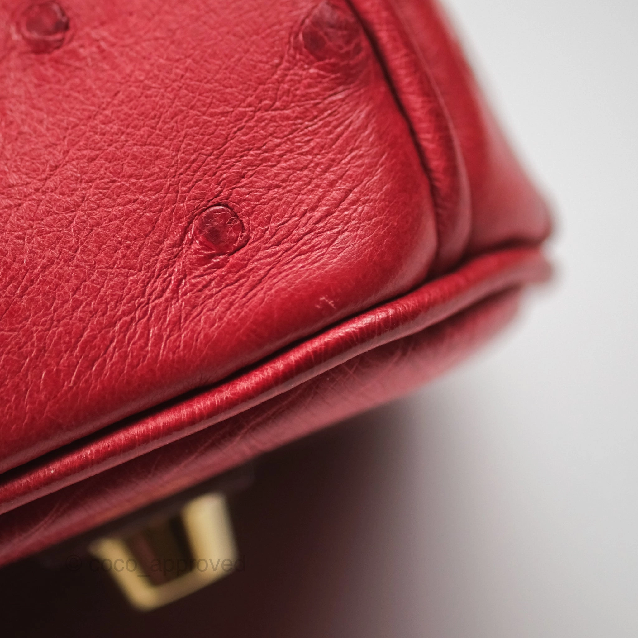 Herms Birkin Retourne 30 Rouge Vif 53 Ostrich Gold Hardware