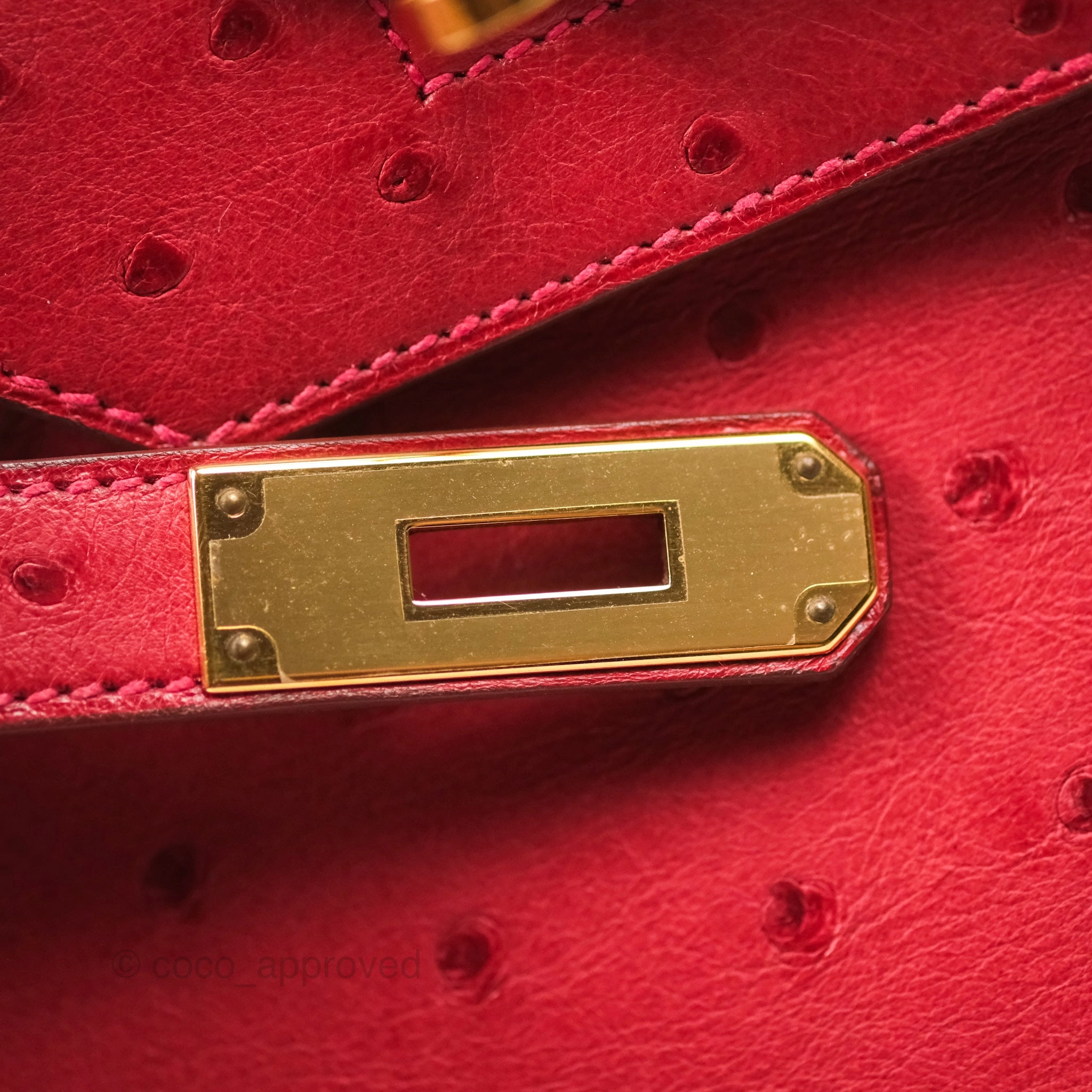 Herms Birkin Retourne 30 Rouge Vif 53 Ostrich Gold Hardware