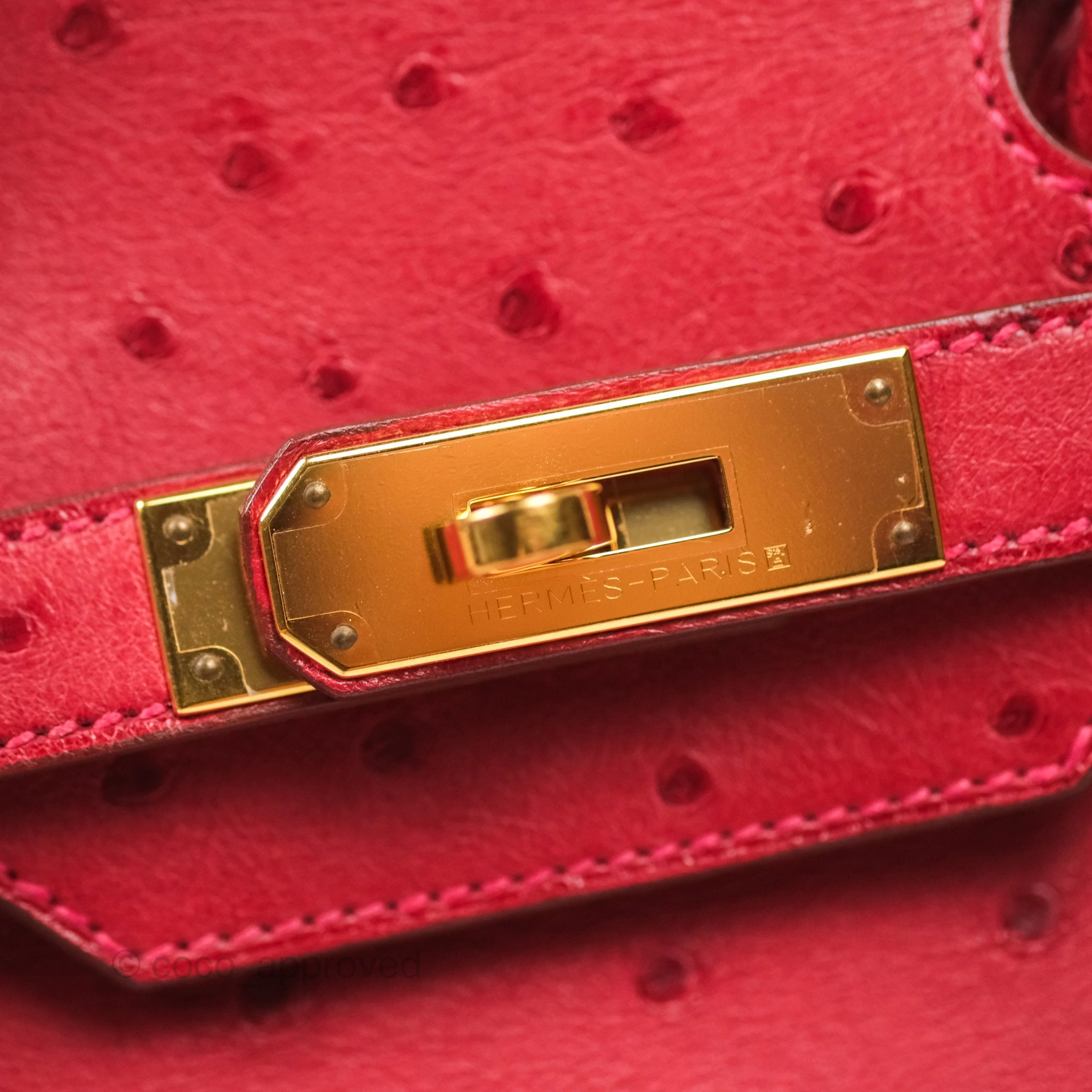 Herms Birkin Retourne 30 Rouge Vif 53 Ostrich Gold Hardware