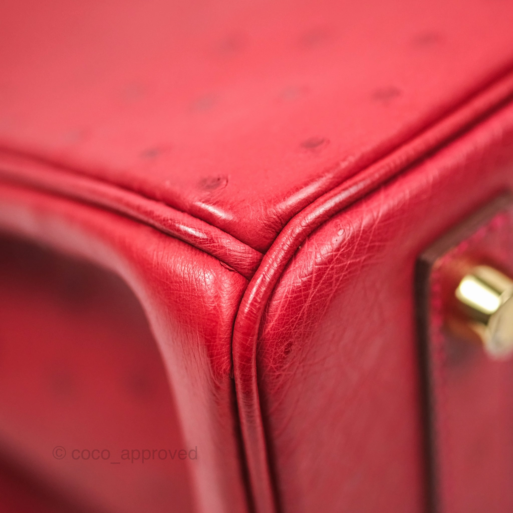 Herms Birkin Retourne 30 Rouge Vif 53 Ostrich Gold Hardware