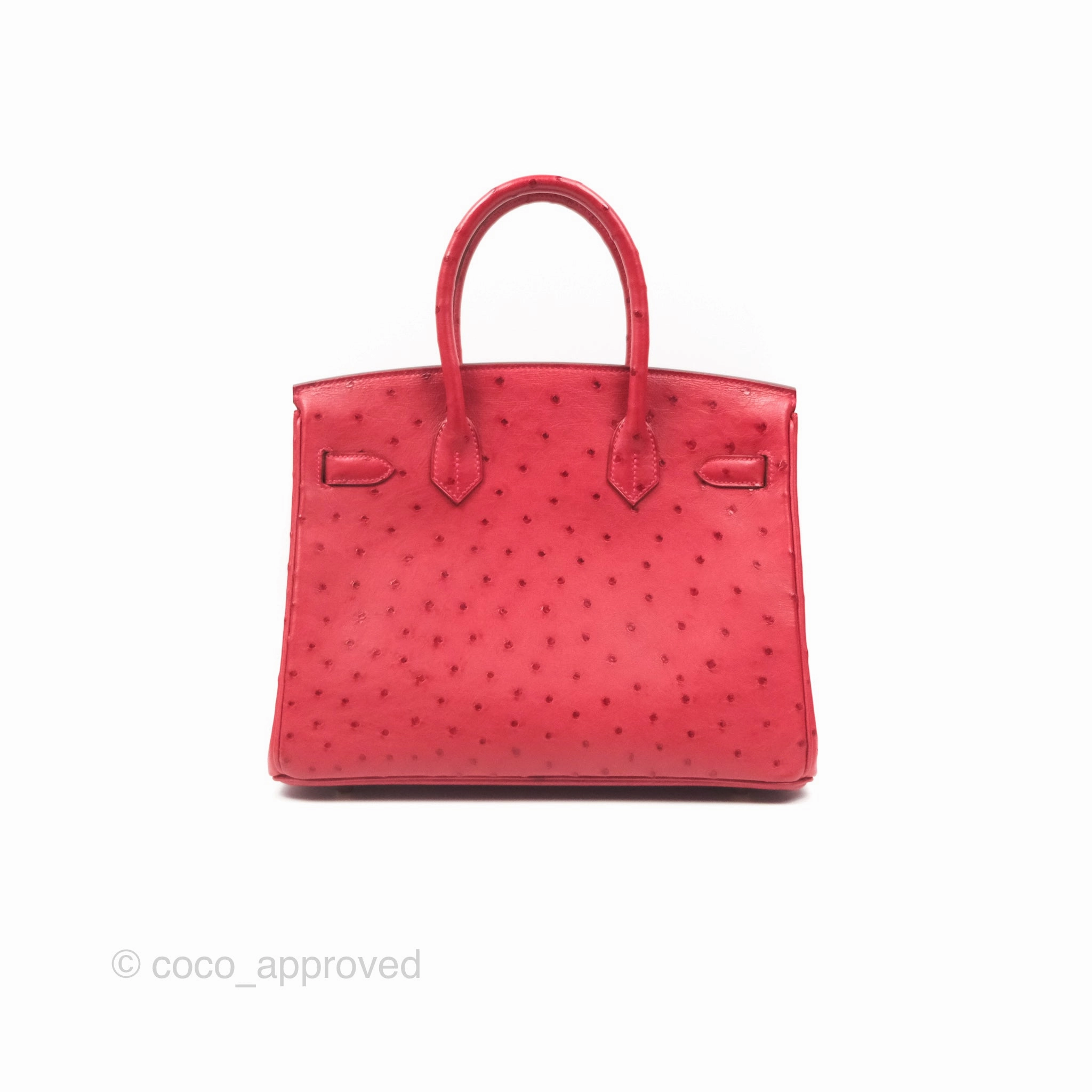 Herms Birkin Retourne 30 Rouge Vif 53 Ostrich Gold Hardware