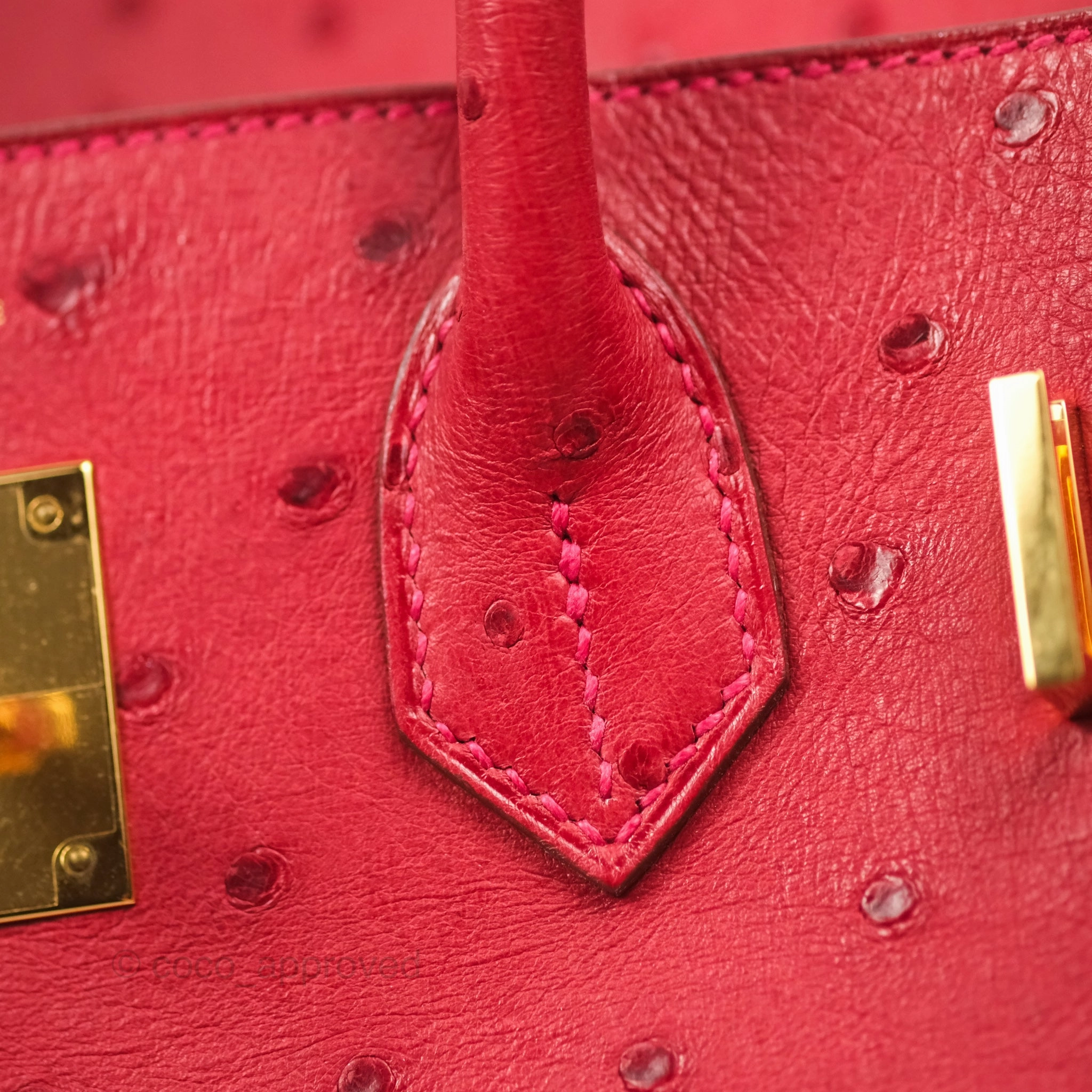 Herms Birkin Retourne 30 Rouge Vif 53 Ostrich Gold Hardware