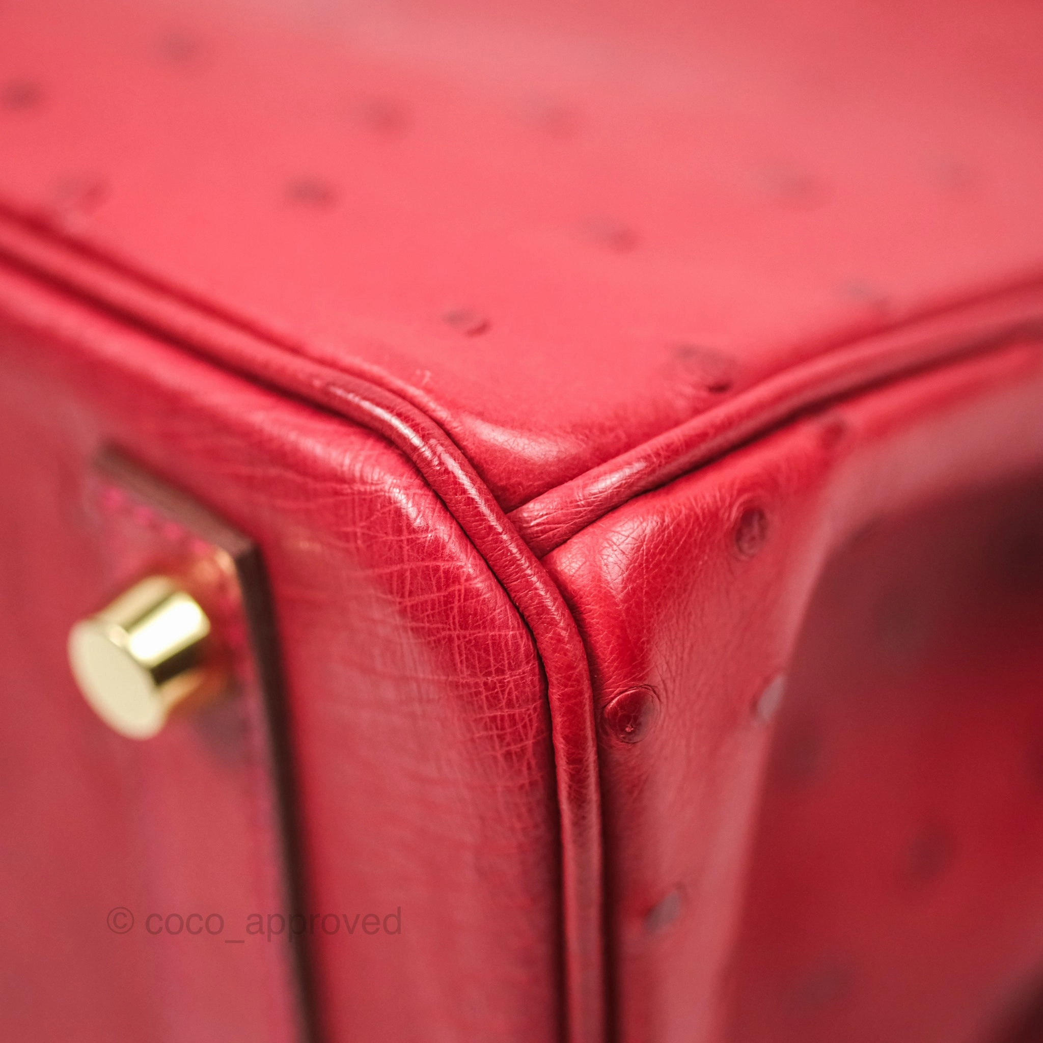 Herms Birkin Retourne 30 Rouge Vif 53 Ostrich Gold Hardware