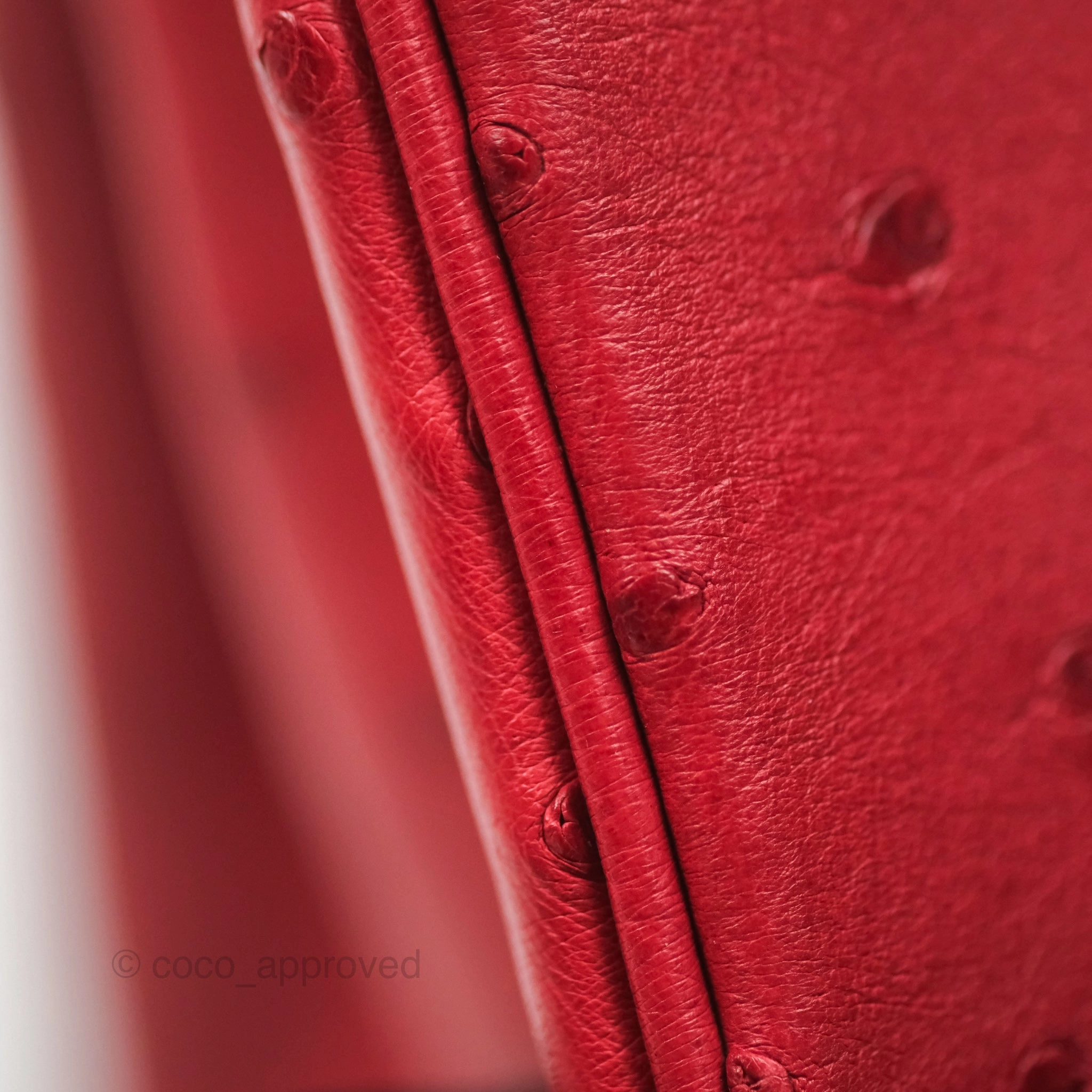 Herms Birkin Retourne 30 Rouge Vif 53 Ostrich Gold Hardware
