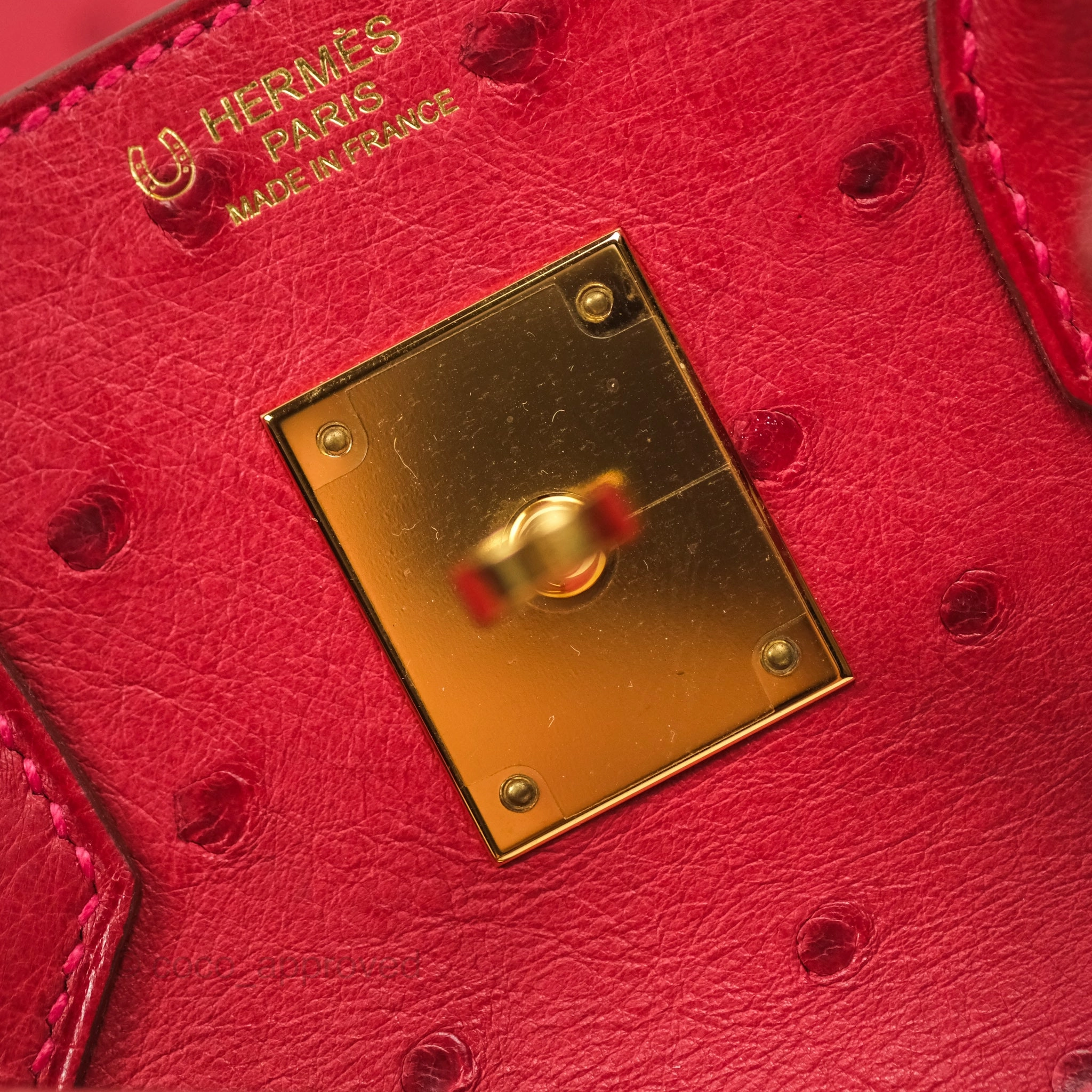 Herms Birkin Retourne 30 Rouge Vif 53 Ostrich Gold Hardware