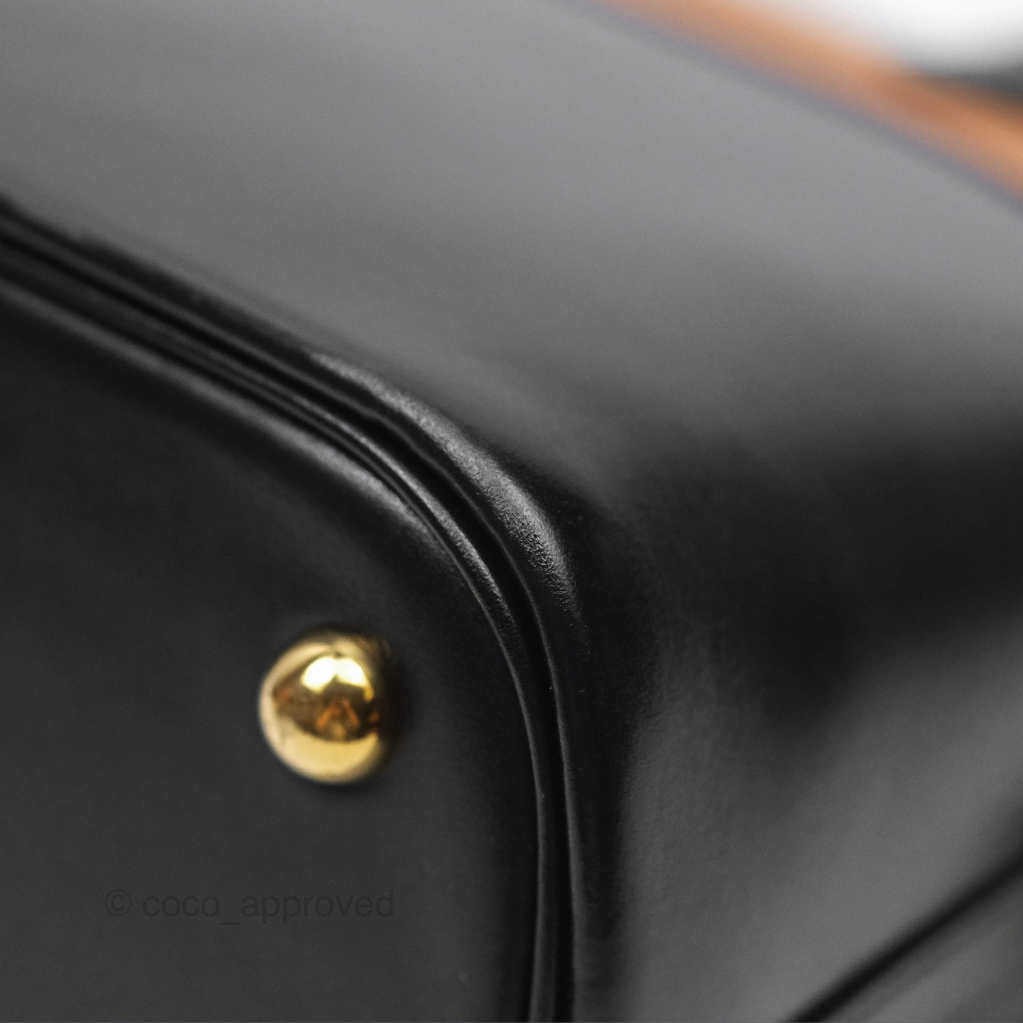 Herms Bolide 31 Noir 89 / Natural Box Leather Gold Hardware