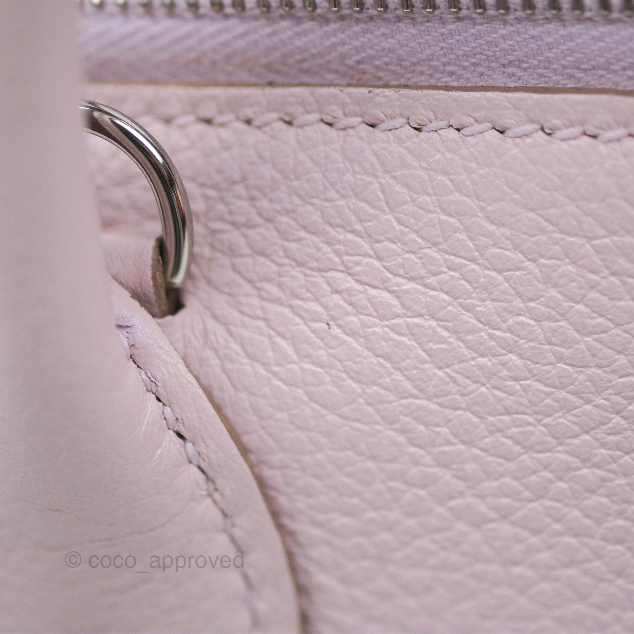 Herms Bolide Mini 1923 Evercolor Mauve Pale 09/ Caramel 28 Palladium Hardware