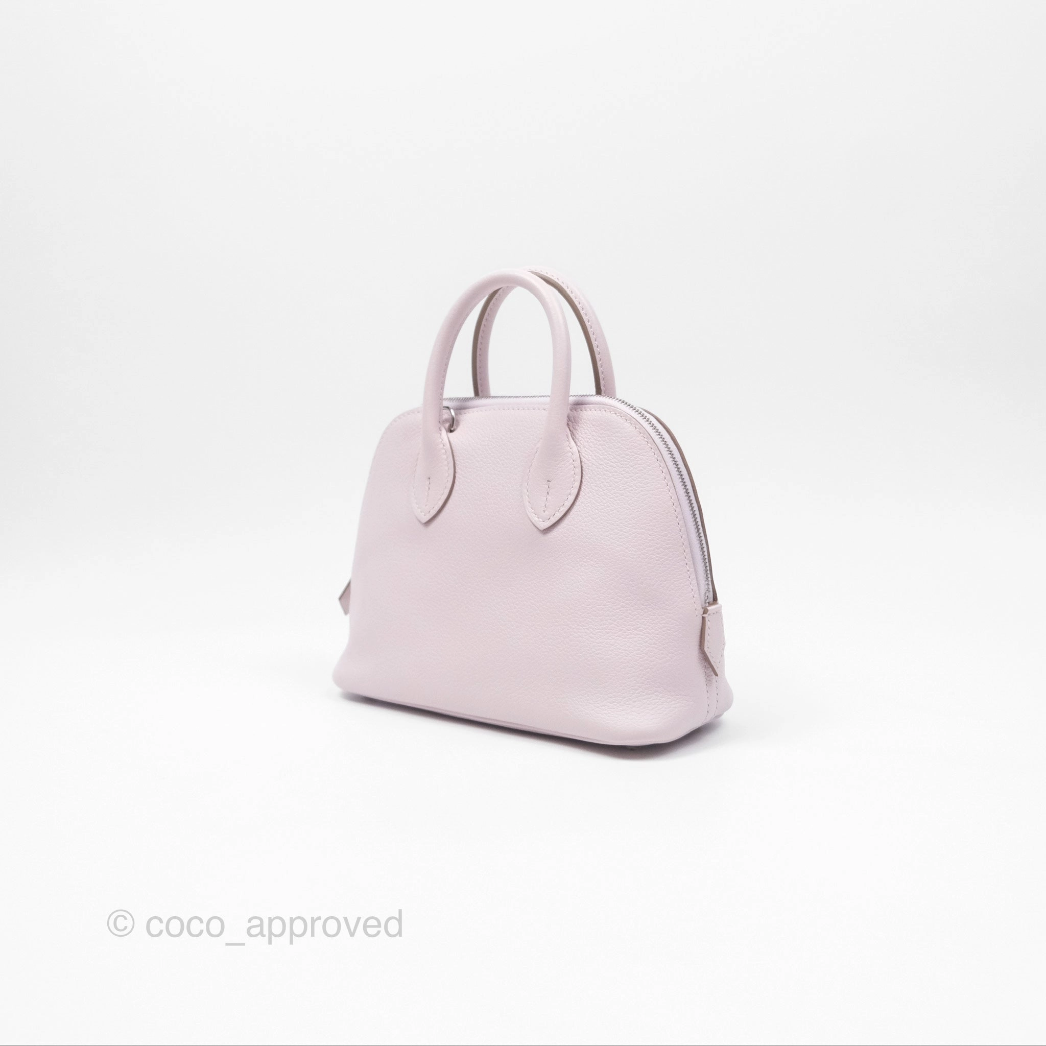 Herms Bolide Mini 1923 Evercolor Mauve Pale 09/ Caramel 28 Palladium Hardware