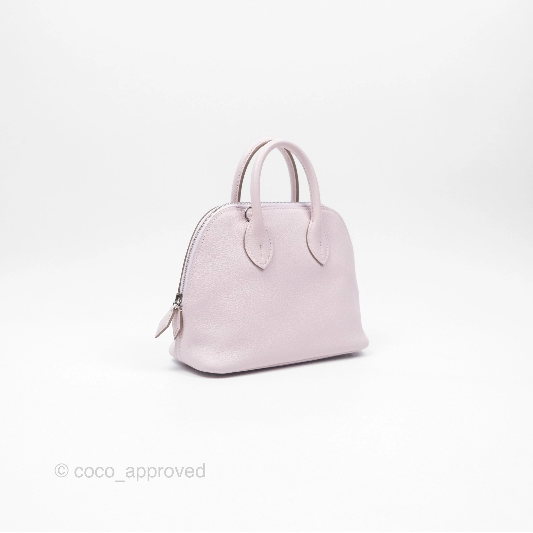 Herms Bolide Mini 1923 Evercolor Mauve Pale 09/ Caramel 28 Palladium Hardware