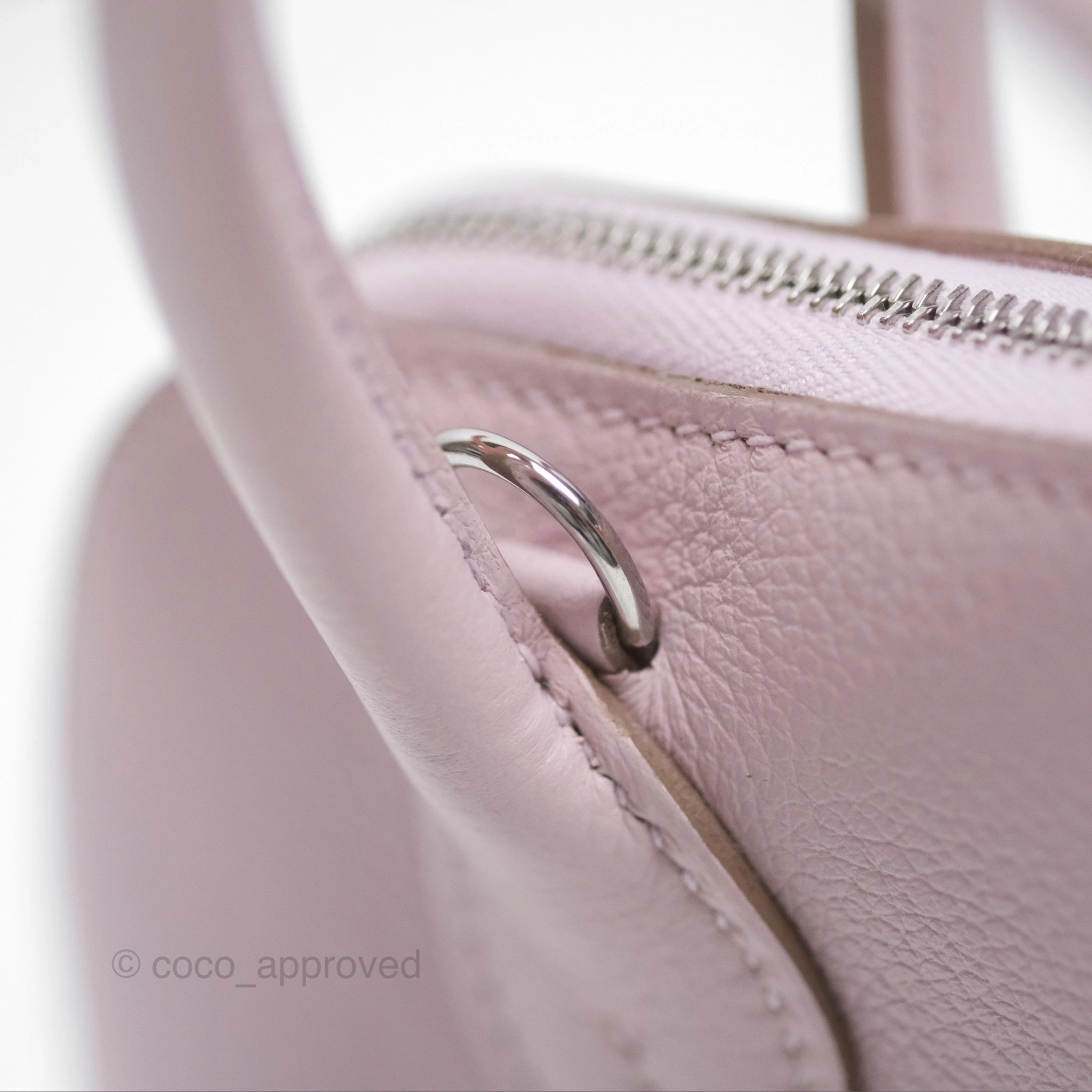 Herms Bolide Mini 1923 Evercolor Mauve Pale 09/ Caramel 28 Palladium Hardware