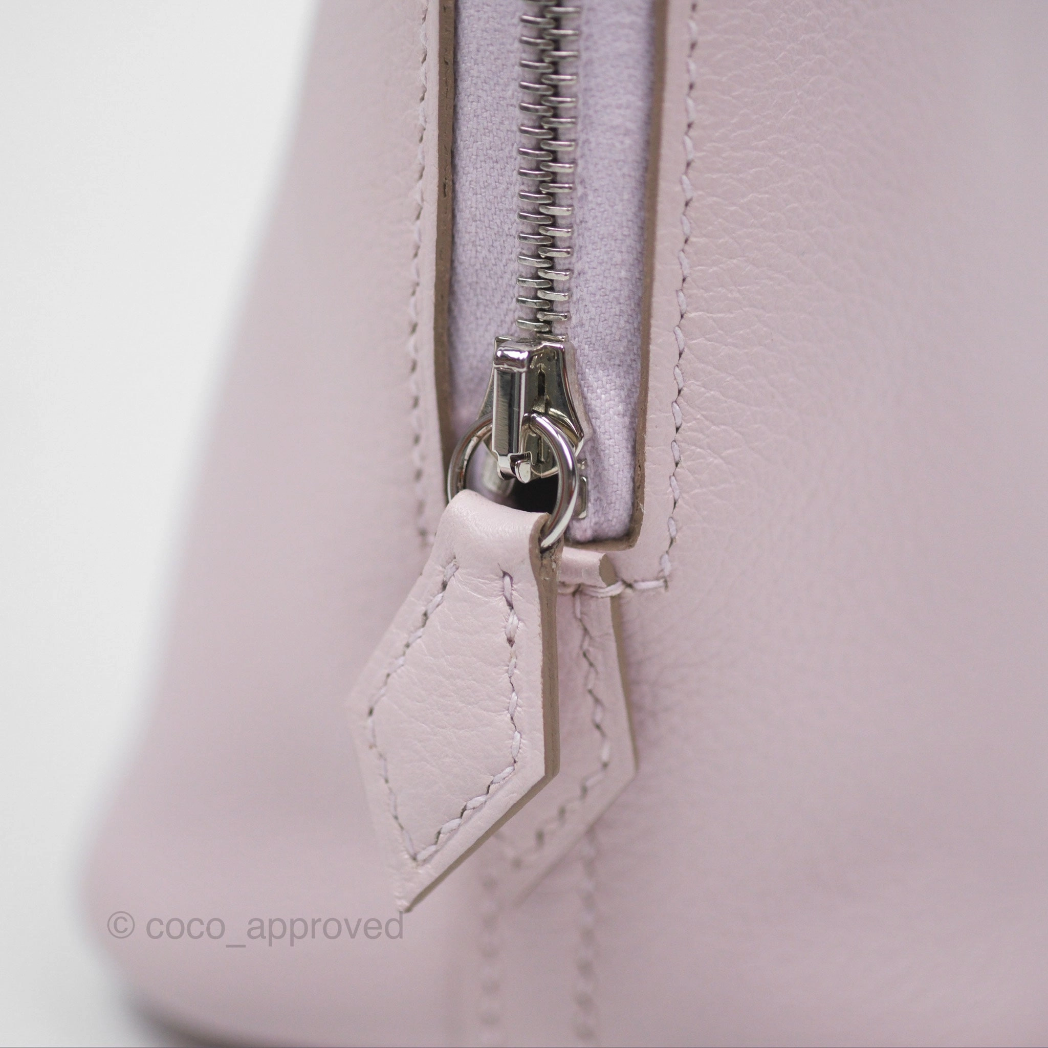 Herms Bolide Mini 1923 Evercolor Mauve Pale 09/ Caramel 28 Palladium Hardware