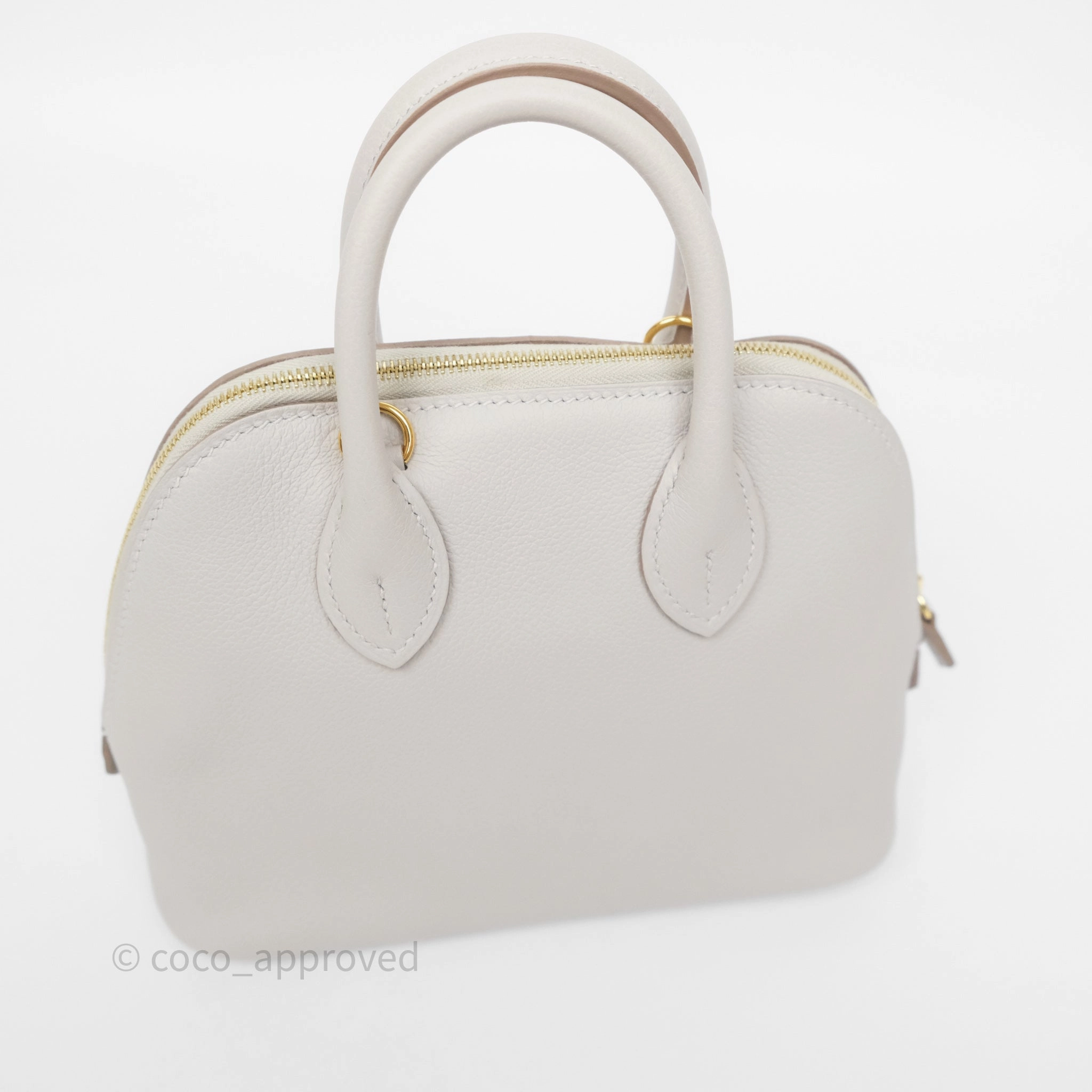 Herms Bolide Mini 1923 Gris Perle 80 Evercolor Gold Hardware