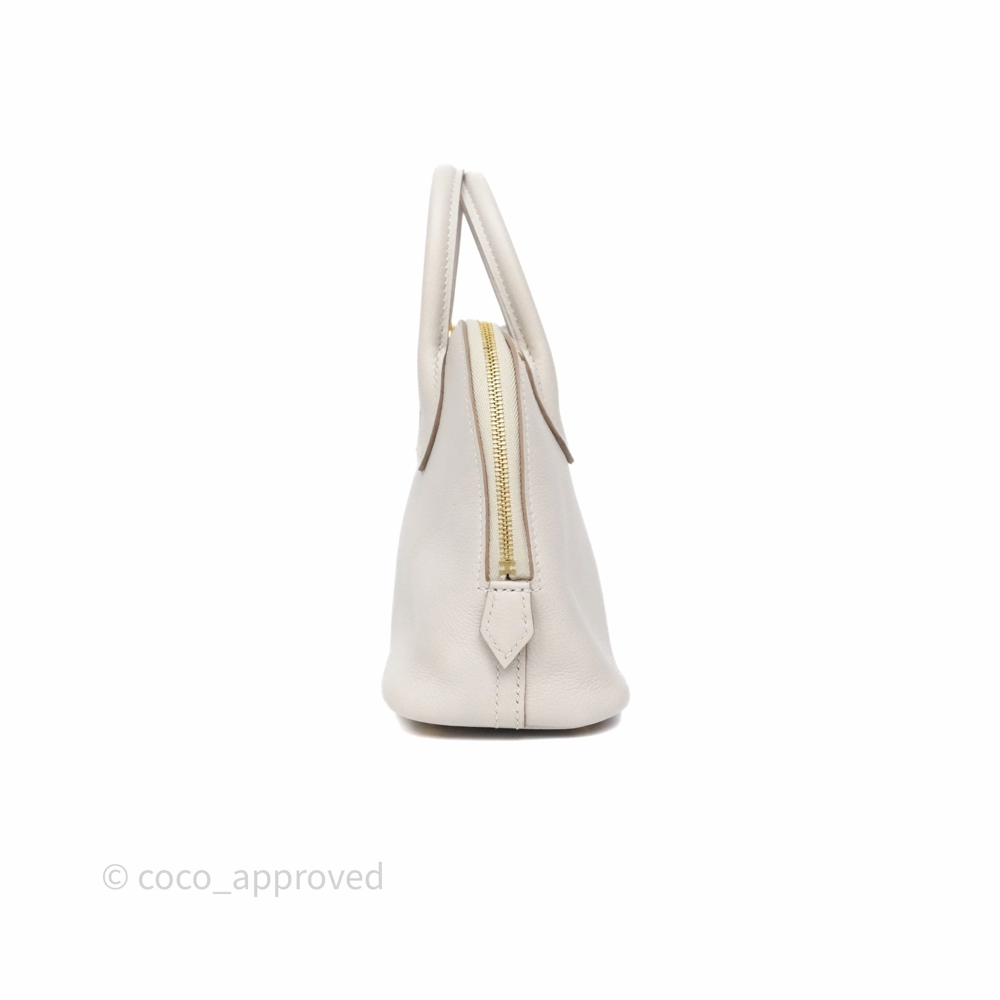 Herms Bolide Mini 1923 Gris Perle 80 Evercolor Gold Hardware